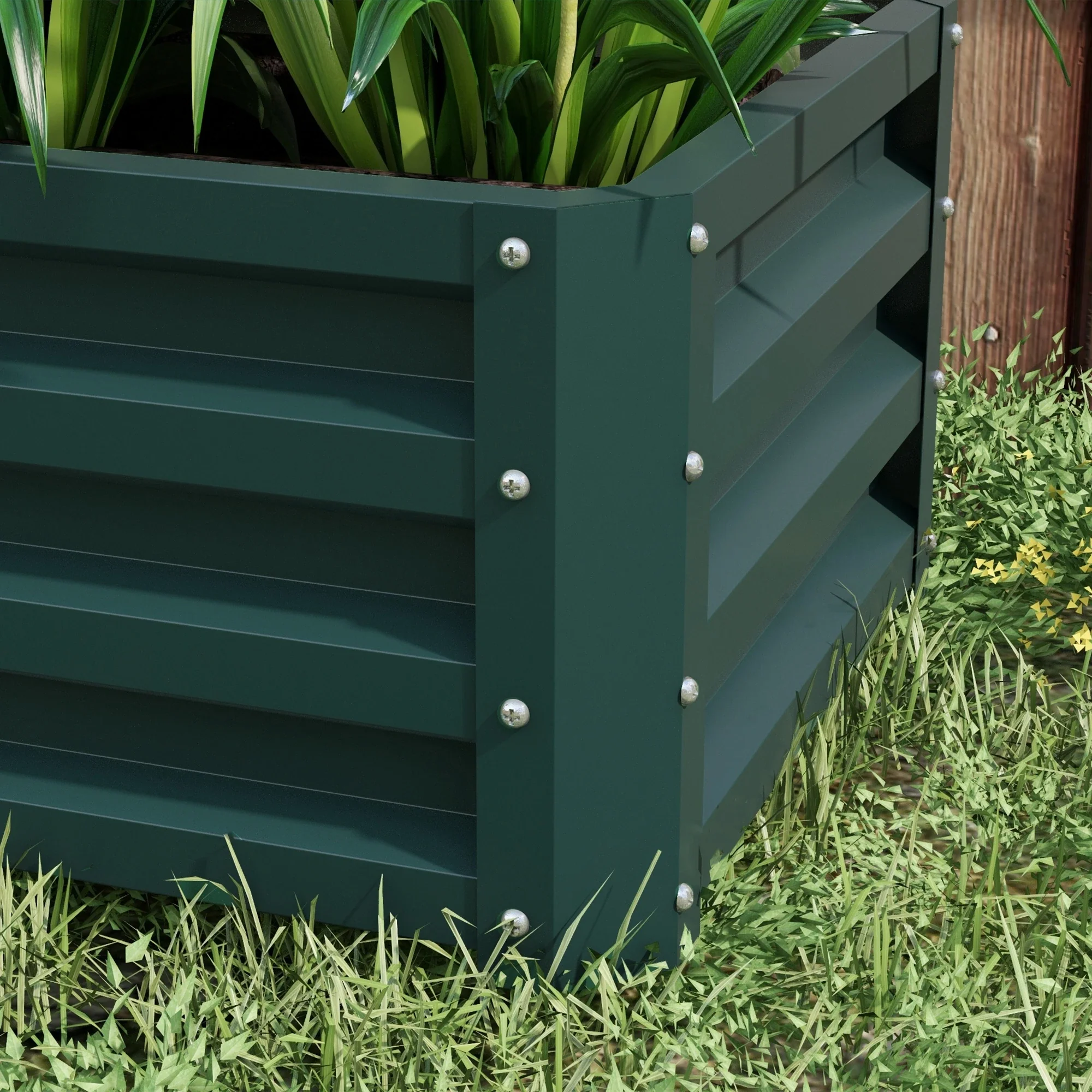 Galvanized Raised Garden Beds, Set of 2, Outdoor Planter Box, Green - Image 9