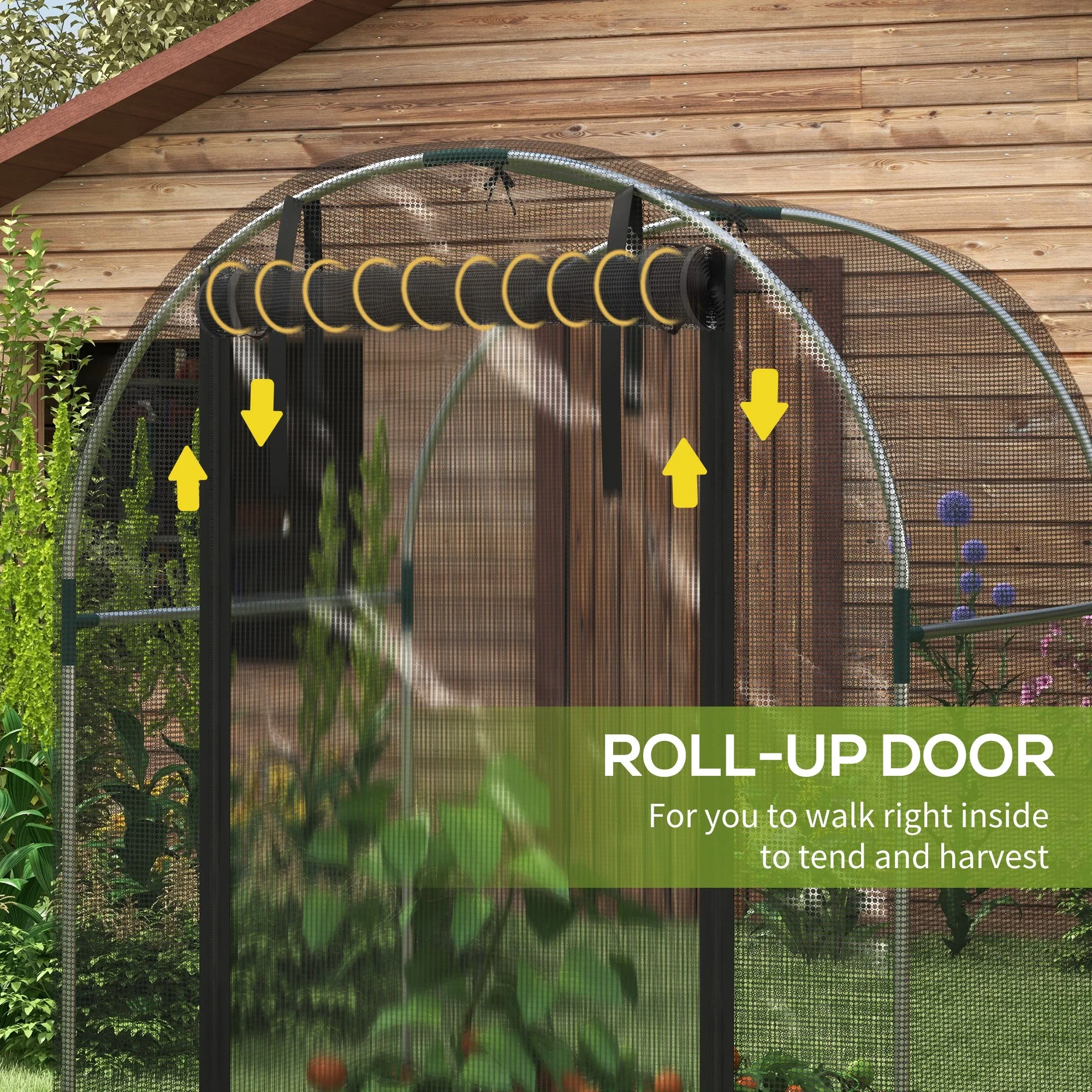 Galvanized Steel Crop Cage, Plant Protection Tent, 4' x 4', Black - Image 6
