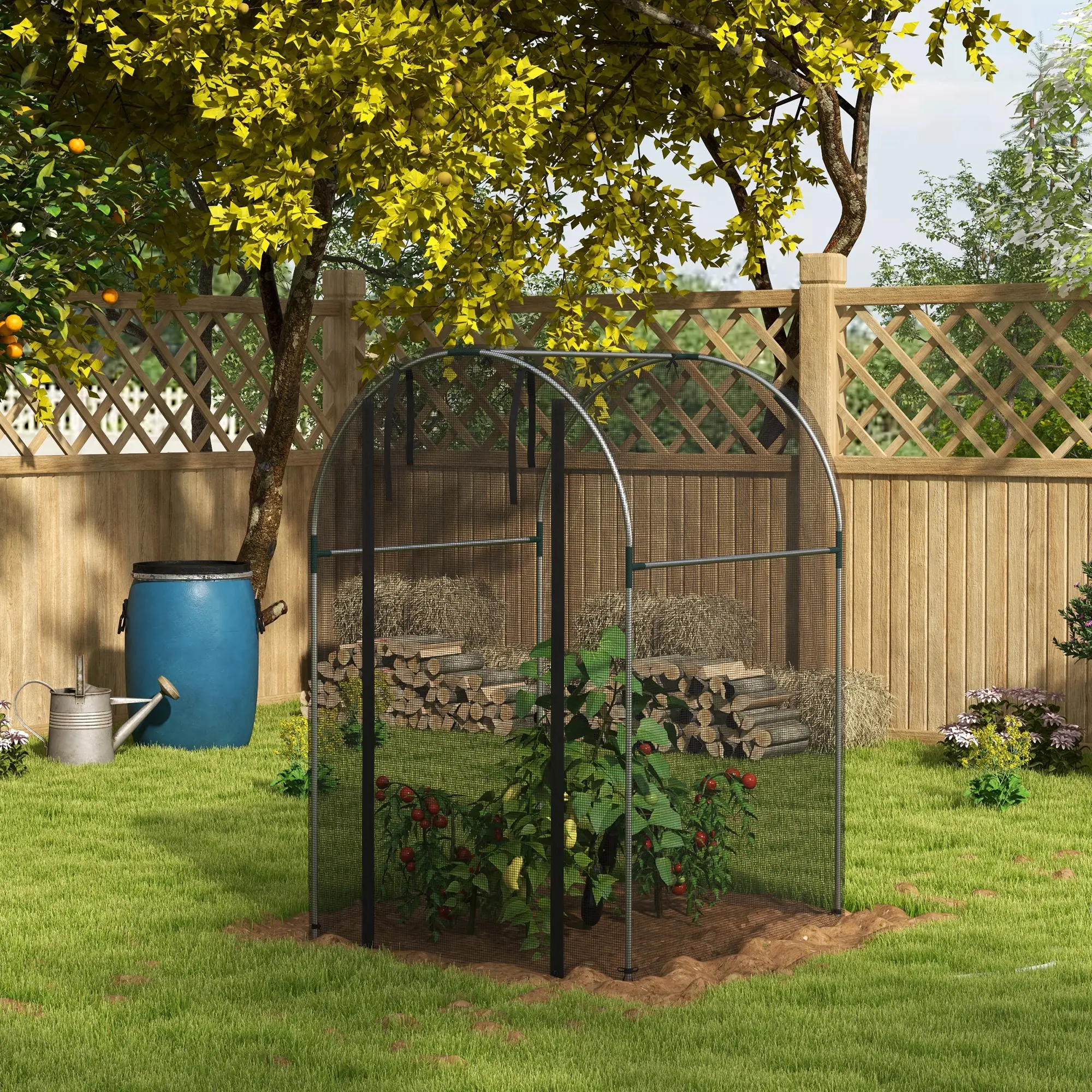 Galvanized Steel Crop Cage, Plant Protection Tent, 4' x 4', Black - Image 8