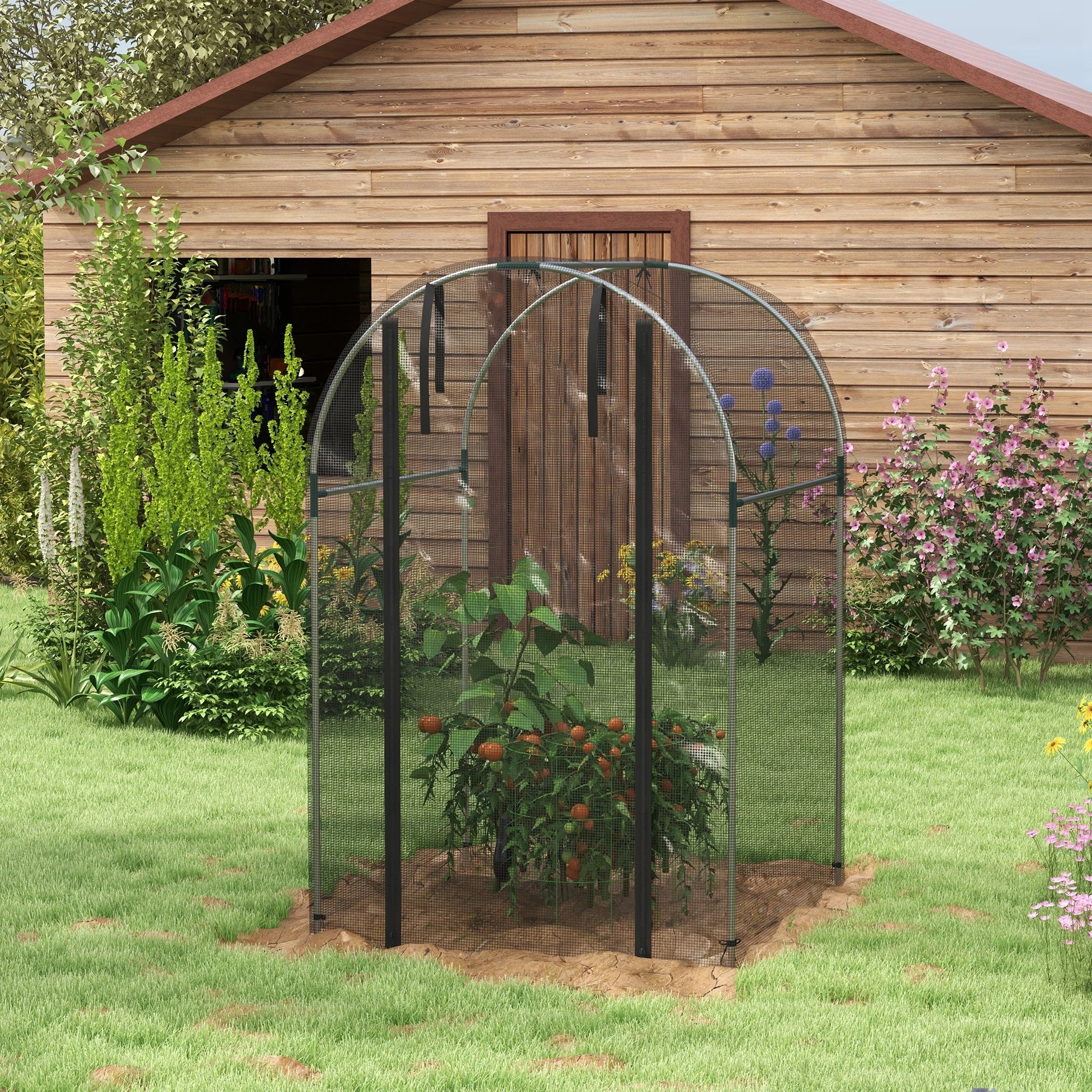 Galvanized Steel Crop Cage, Plant Protection Tent, 4' x 4', Black - Image 9
