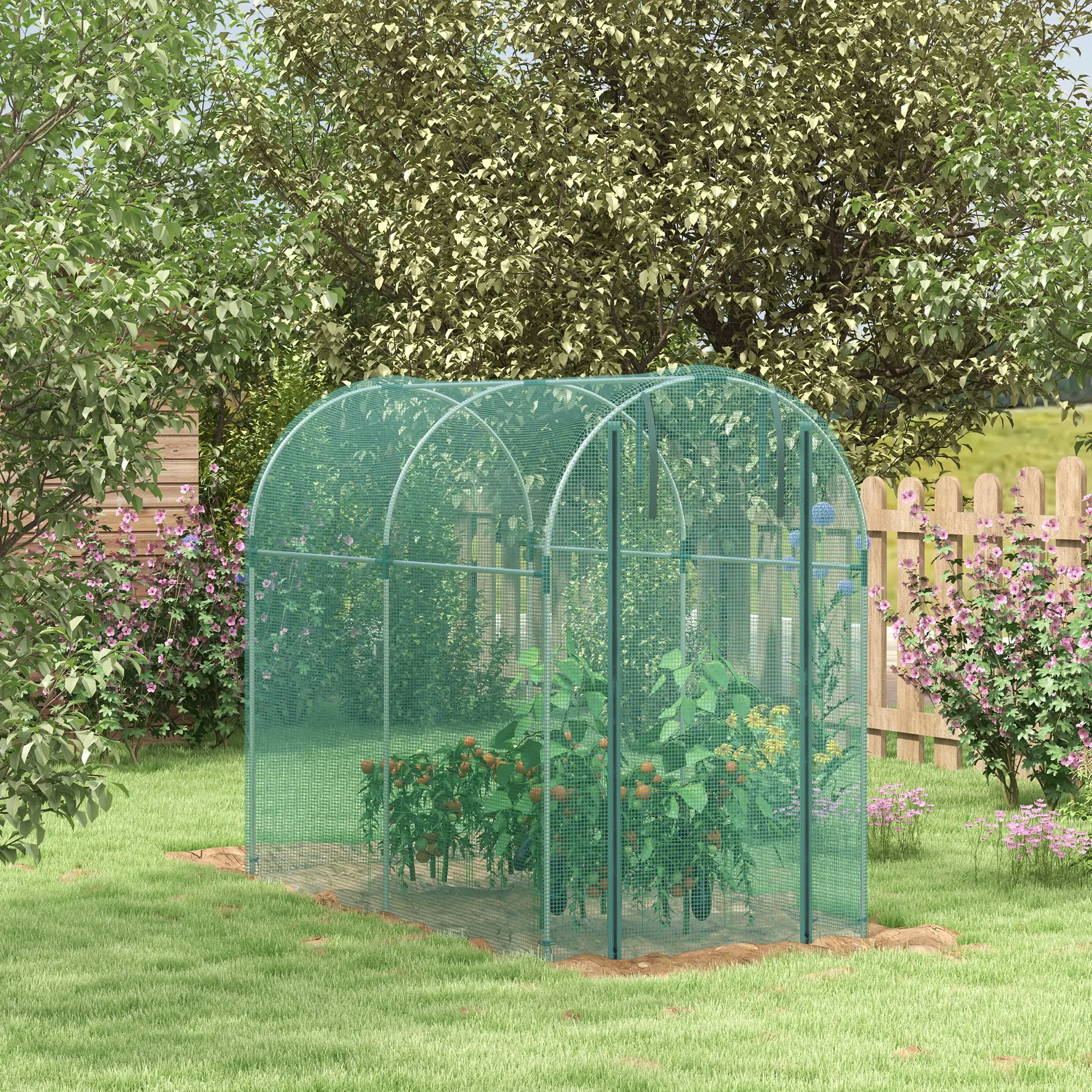 Galvanized Steel Crop Cage, Plant Protection Tent, 4' x 8', Green - Image 2