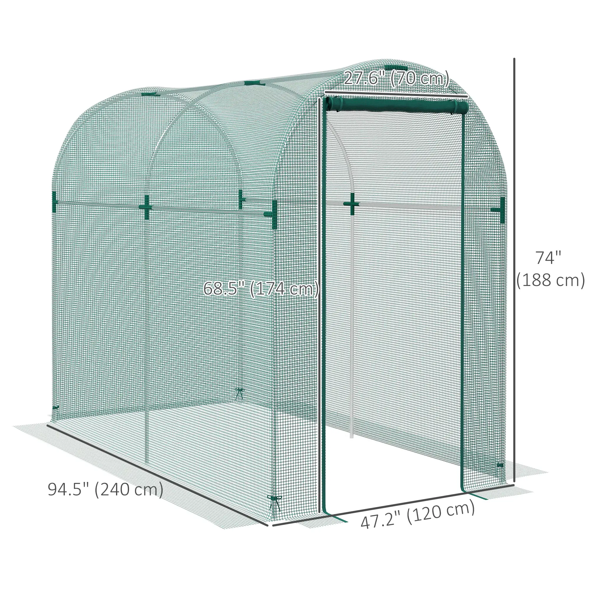 Galvanized Steel Crop Cage, Plant Protection Tent, 4' x 8', Green - Image 3