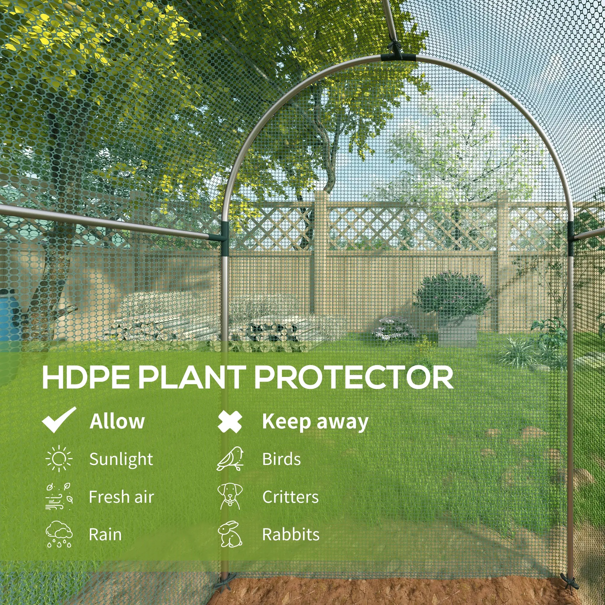 Galvanized Steel Crop Cage, Plant Protection Tent, 4' x 8', Green - Image 4
