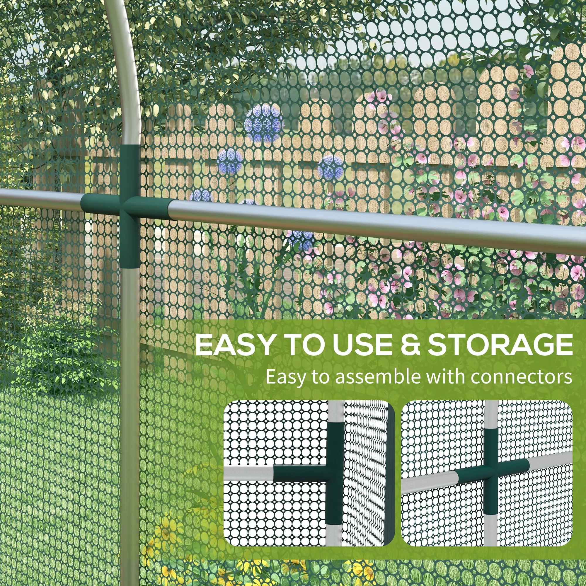 Galvanized Steel Crop Cage, Plant Protection Tent, 4' x 8', Green - Image 5