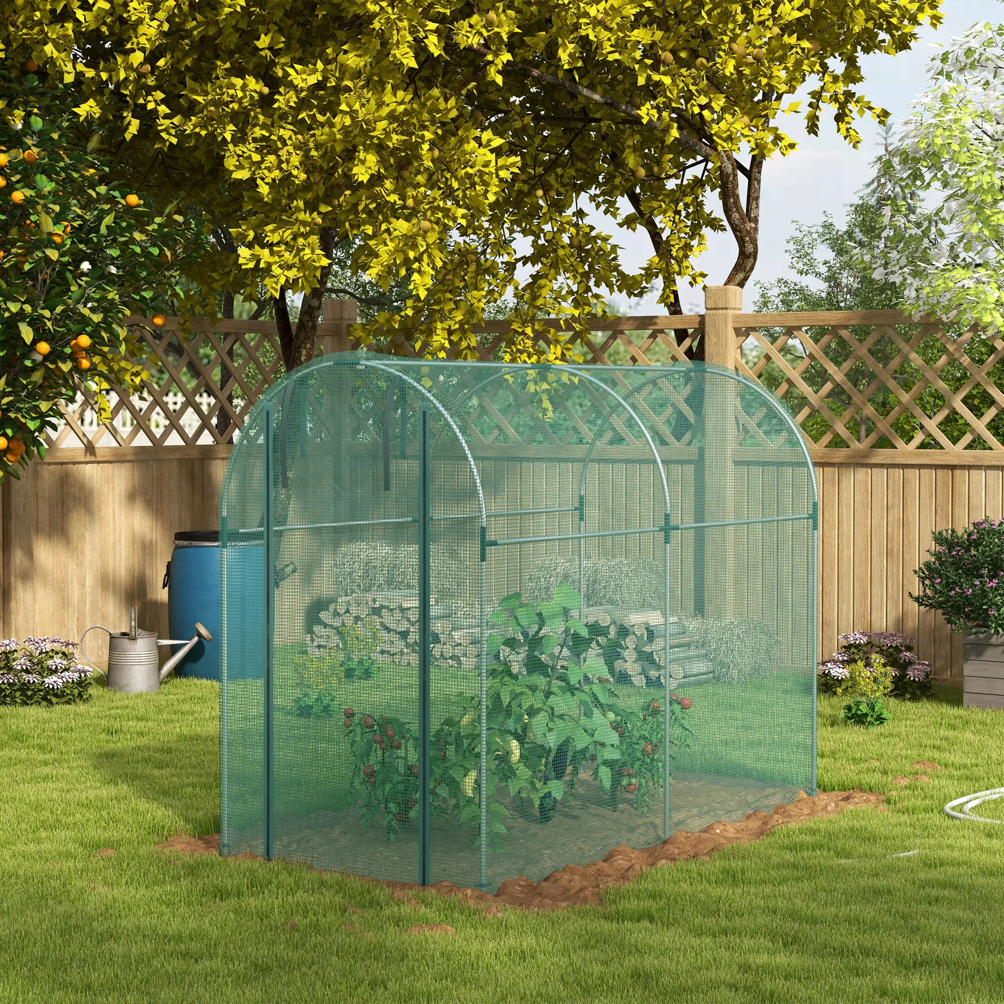 Galvanized Steel Crop Cage, Plant Protection Tent, 4' x 8', Green - Image 8