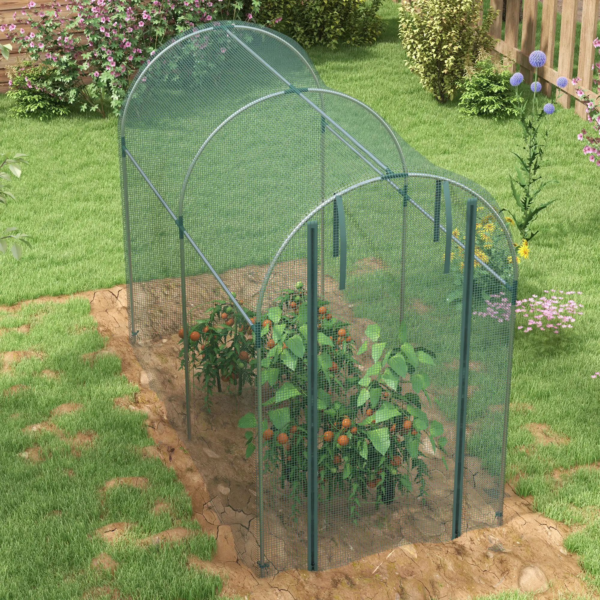 Galvanized Steel Crop Cage, Plant Protection Tent, 4' x 8', Green - Image 9
