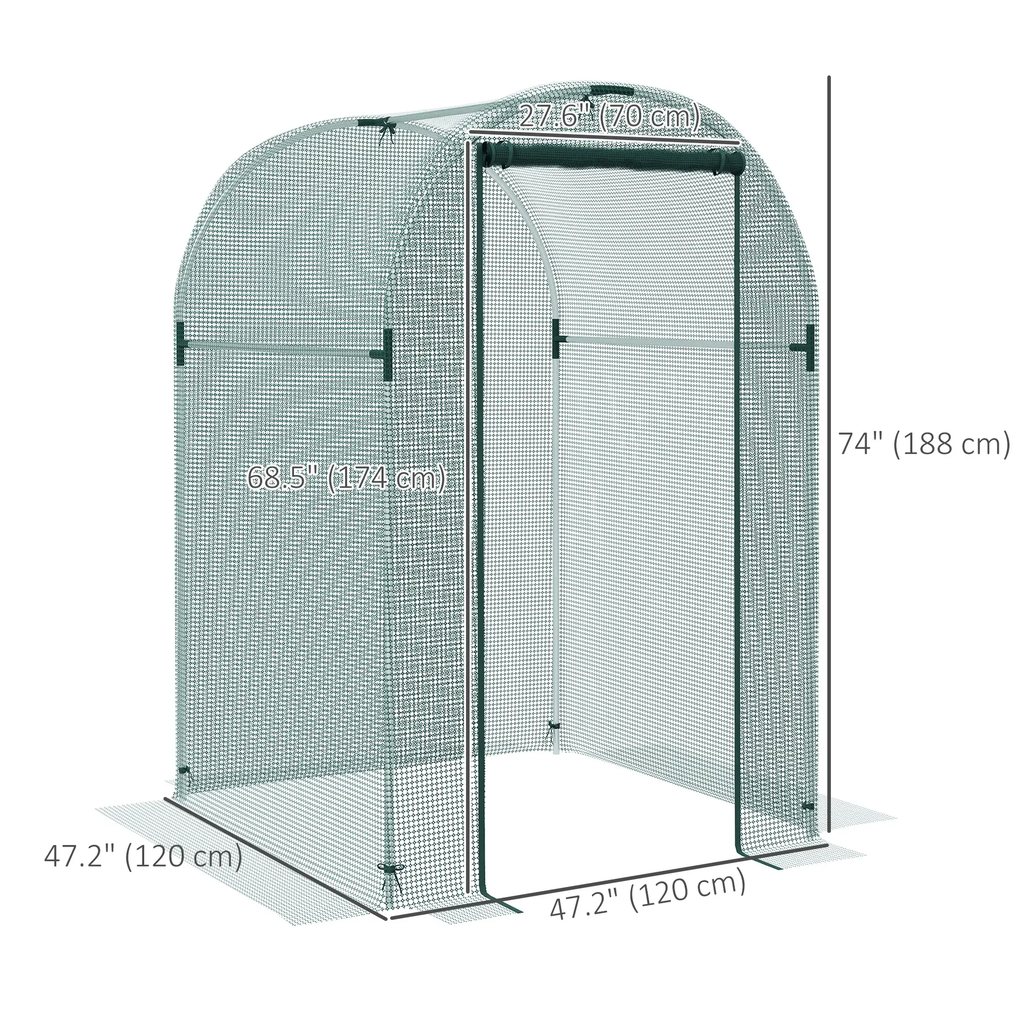 Galvanized Steel Crop Cage, Plant Protection Tent, Zippered Door, 4' x 4', Green - Image 3