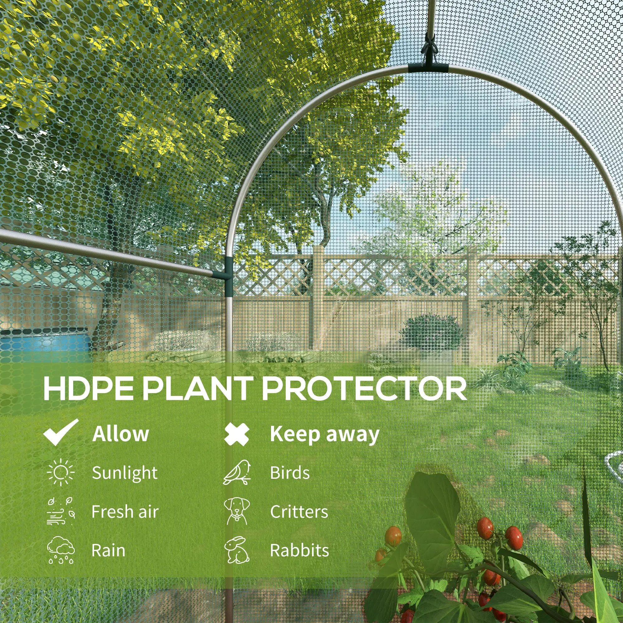 Galvanized Steel Crop Cage, Plant Protection Tent, Zippered Door, 4' x 4', Green - Image 4