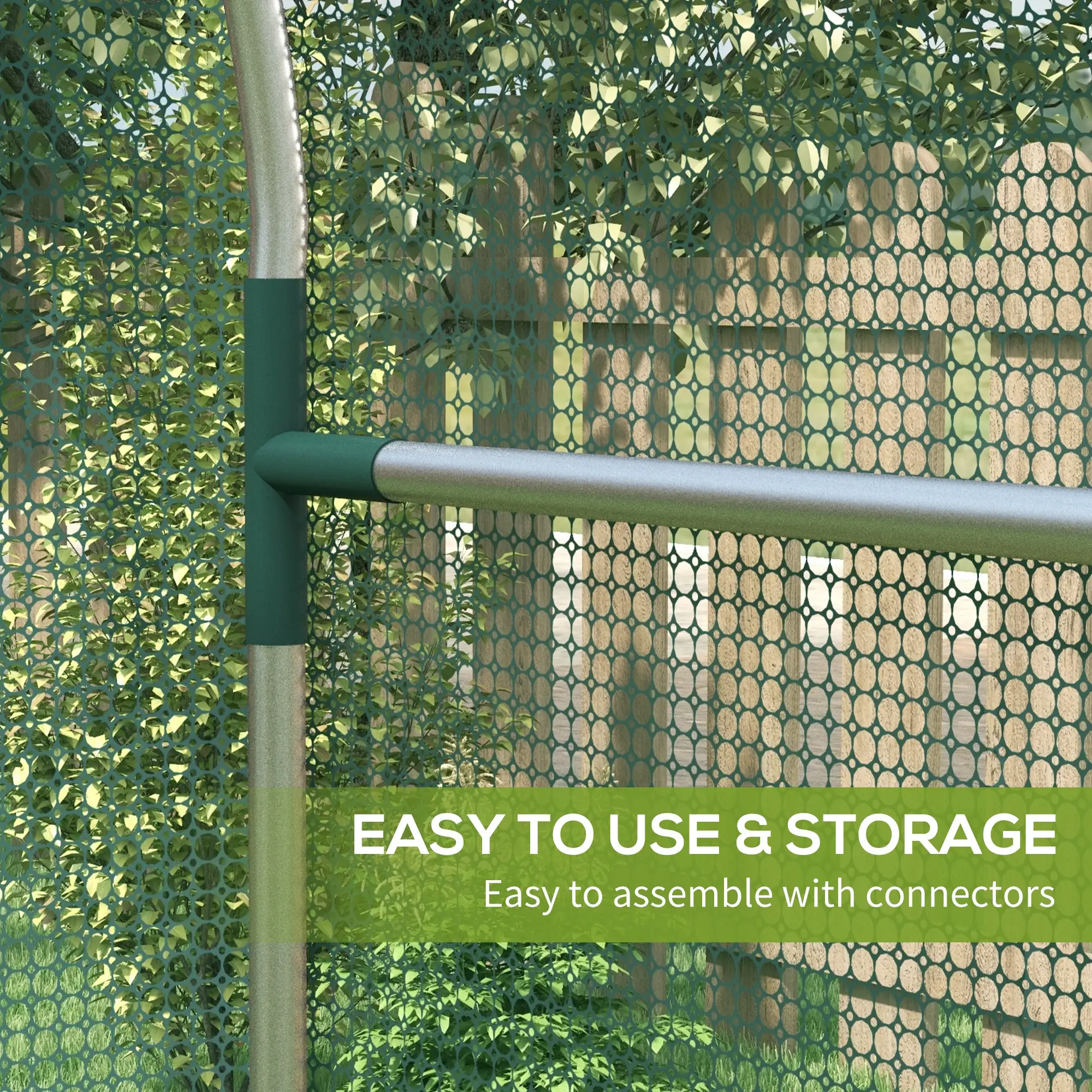 Galvanized Steel Crop Cage, Plant Protection Tent, Zippered Door, 4' x 4', Green - Image 5