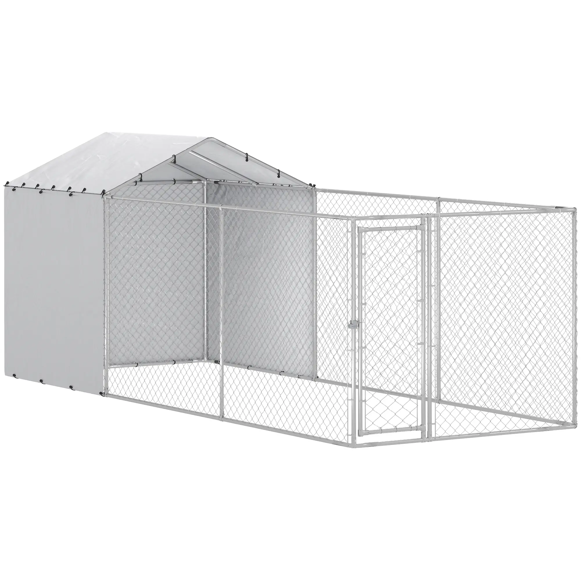 Galvanized Steel Dog Kennel, Waterproof UV-Resistant Cover, 19.7' x 7.5' x 7.5' - Image 11