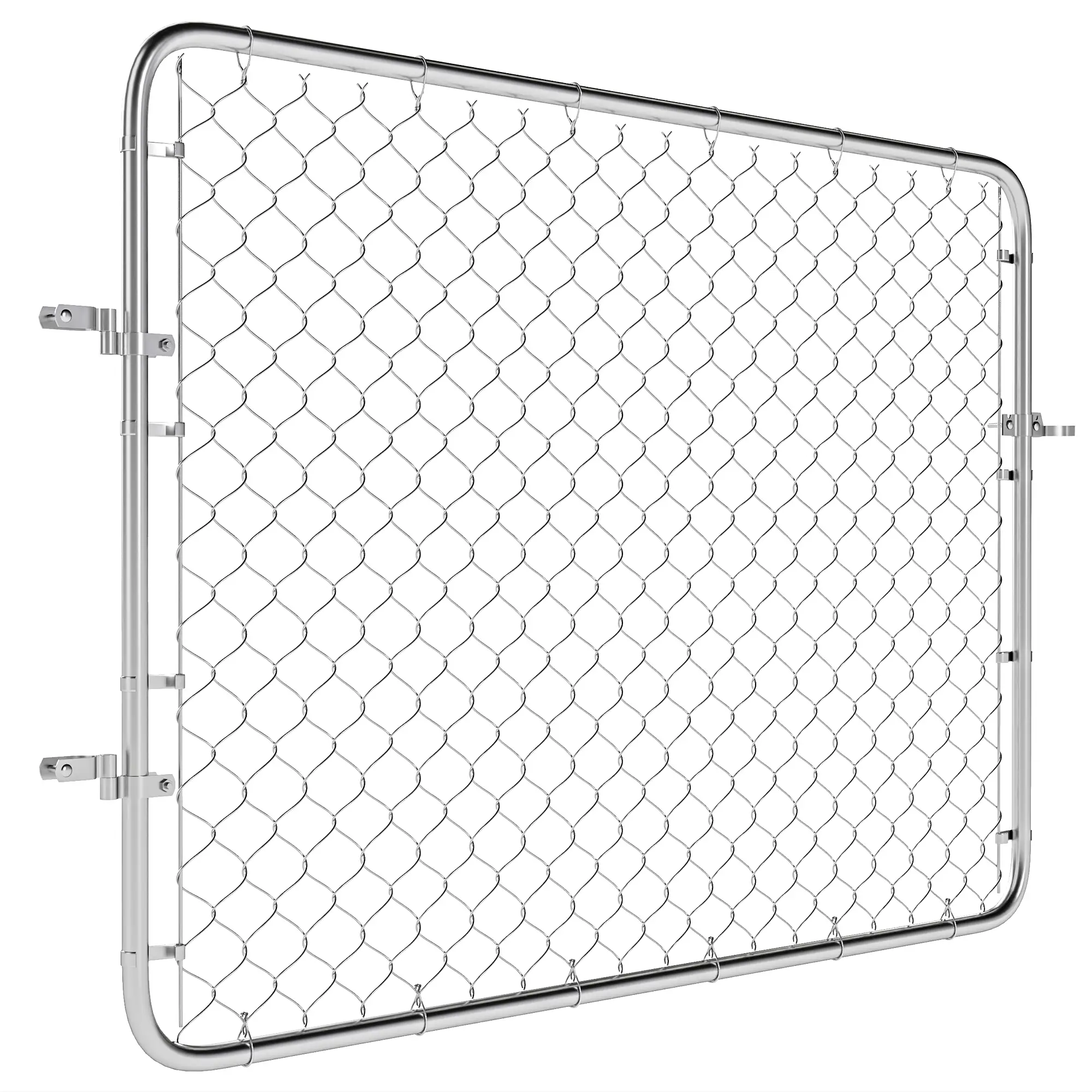 Galvanized Steel Garden Gate, Chain Link Fence Door, 47.2 x 70.9 in., Silver