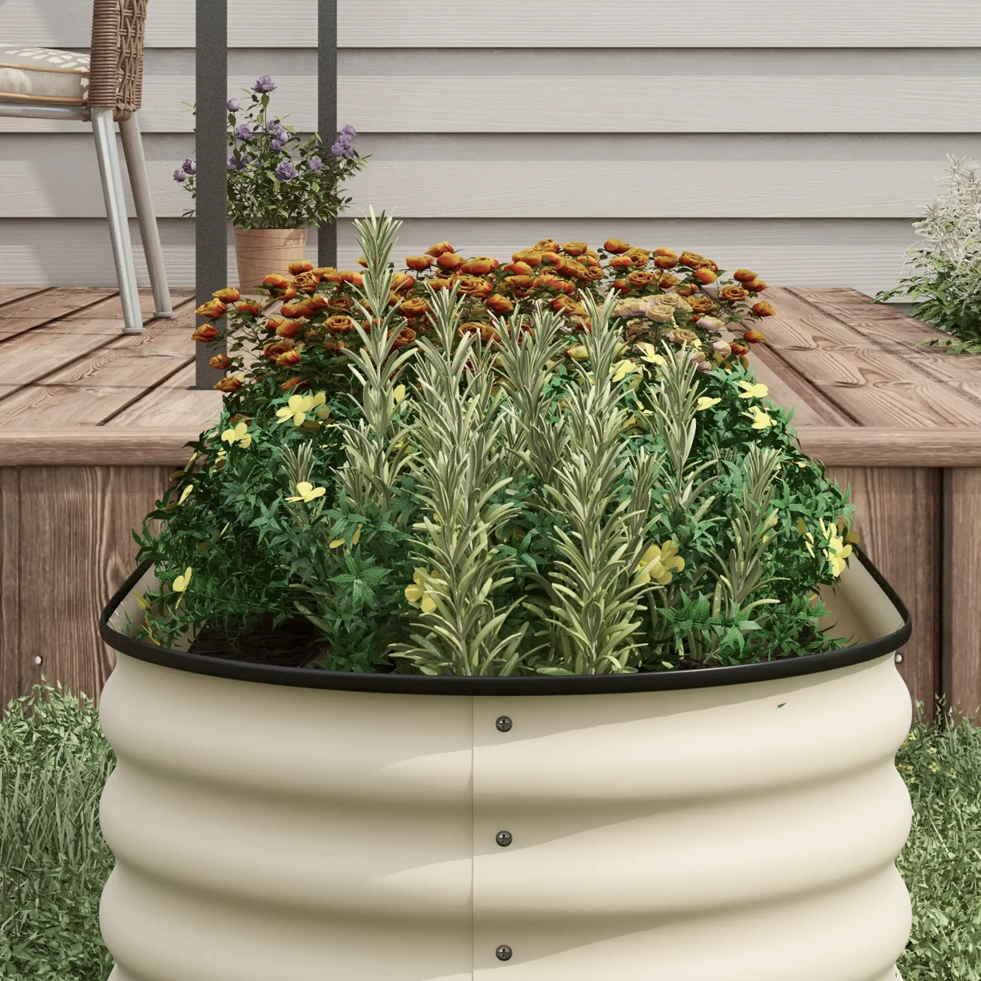Galvanized Steel Raised Garden Bed, 8 x 2 x 1.5 FT, Cream White - Image 10