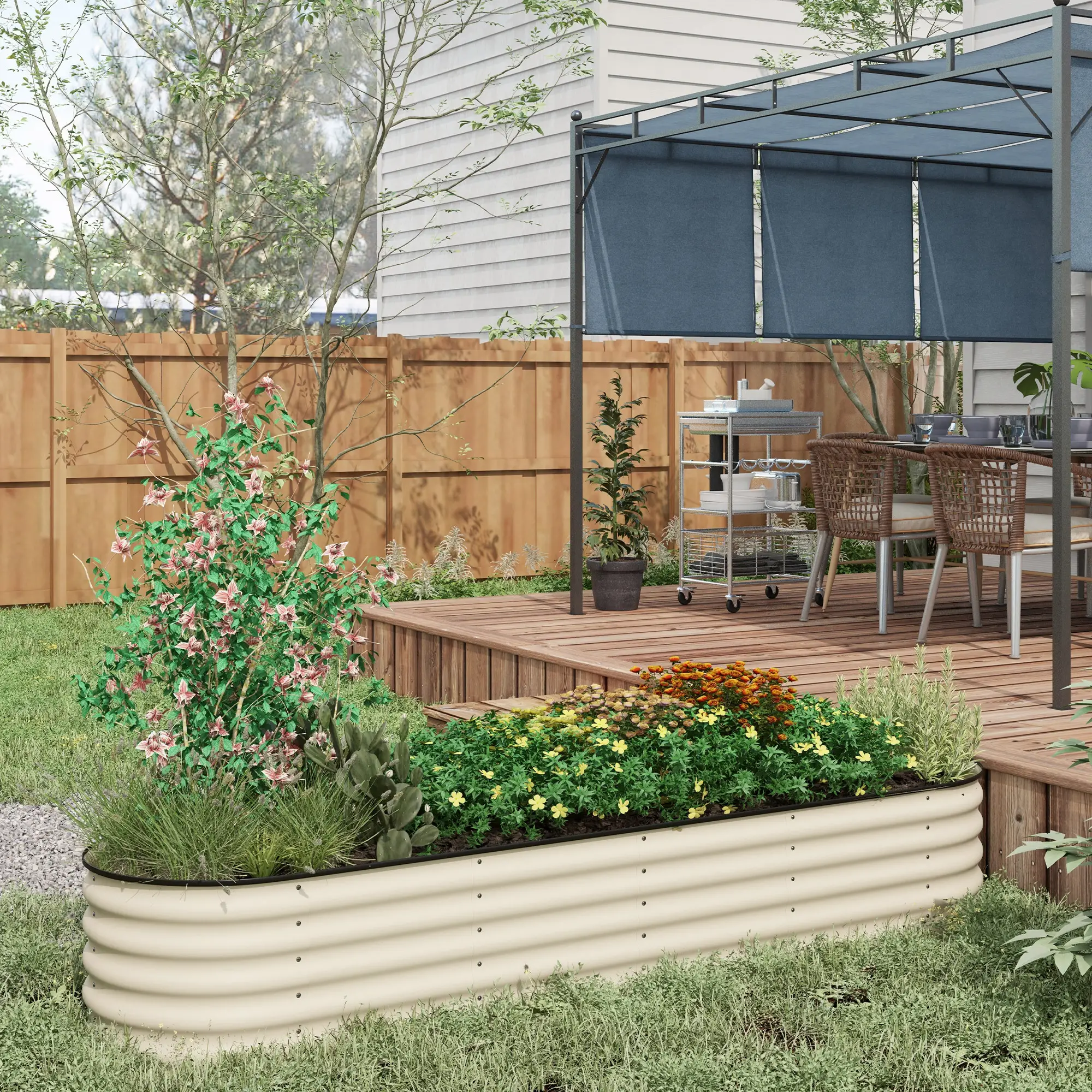 Galvanized Steel Raised Garden Bed, 8 x 2 x 1.5 FT, Cream White - Image 2