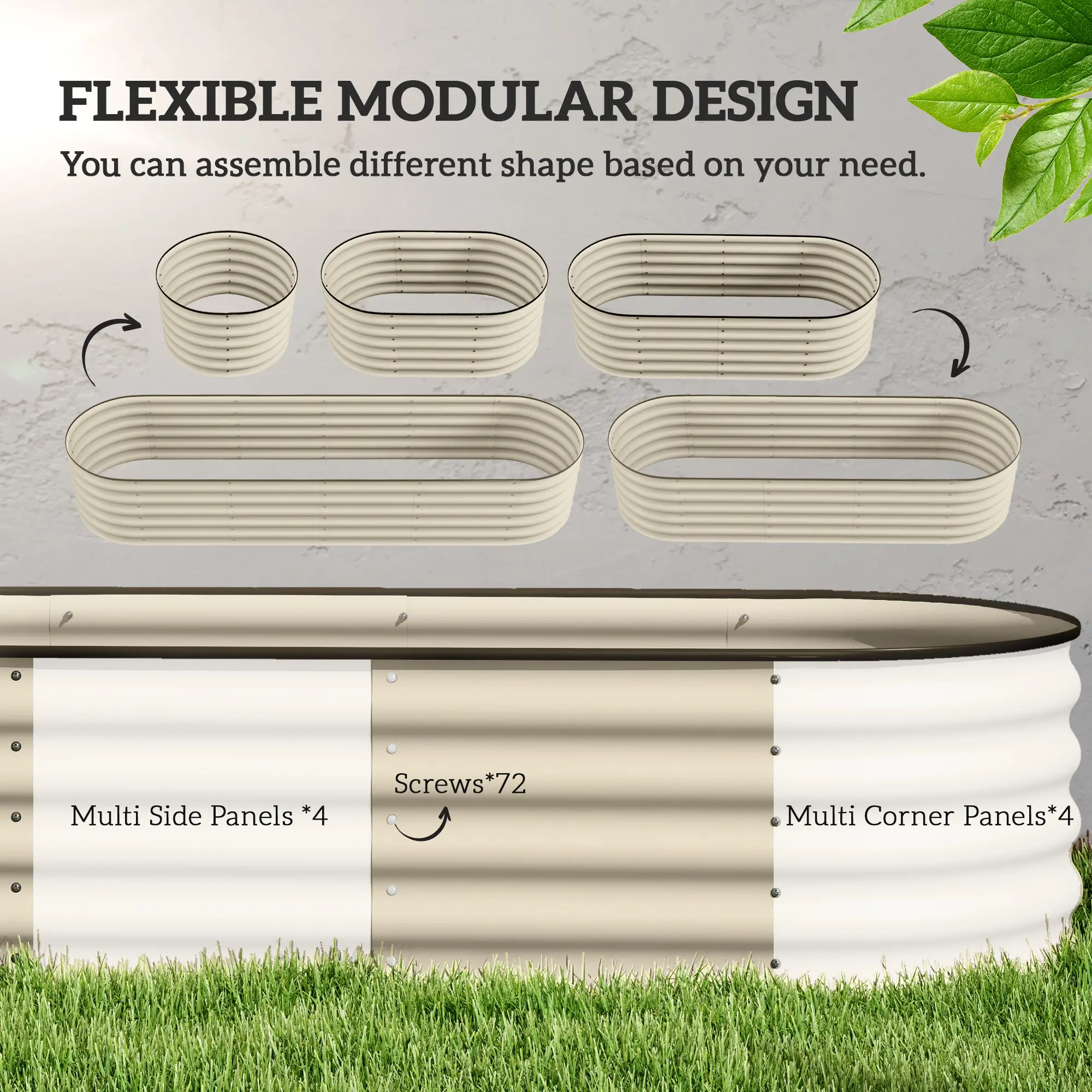 Galvanized Steel Raised Garden Bed, 8 x 2 x 1.5 FT, Cream White - Image 4