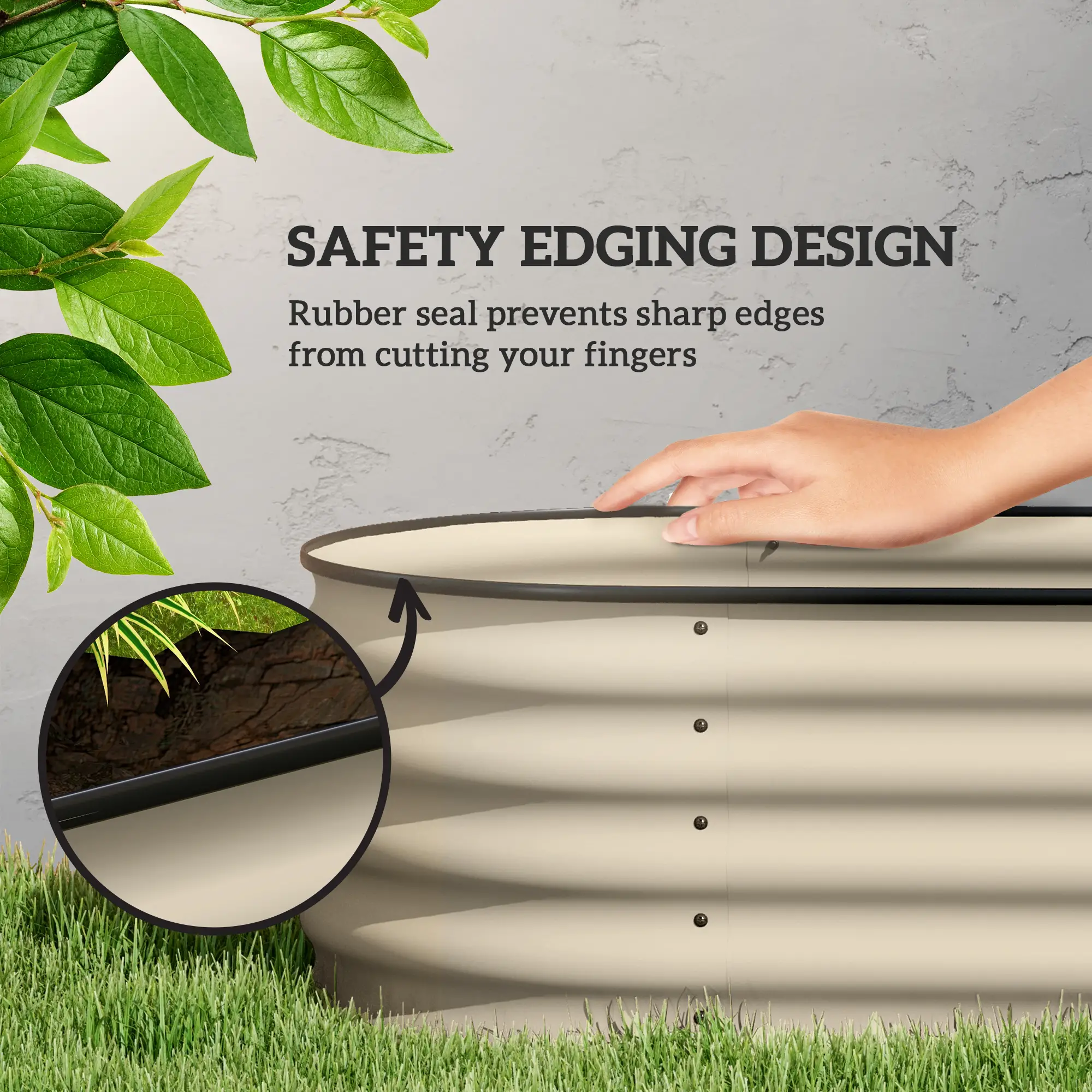 Galvanized Steel Raised Garden Bed, 8 x 2 x 1.5 FT, Cream White - Image 6