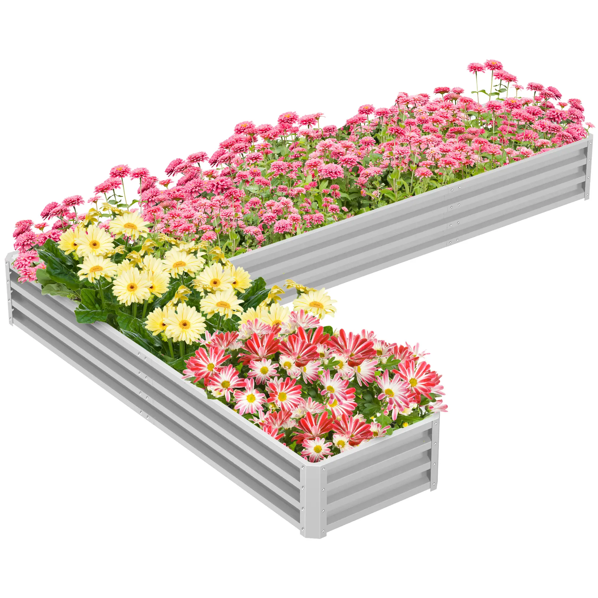 Galvanized Steel Raised Garden Bed, 82" x 109" x 12", Silver