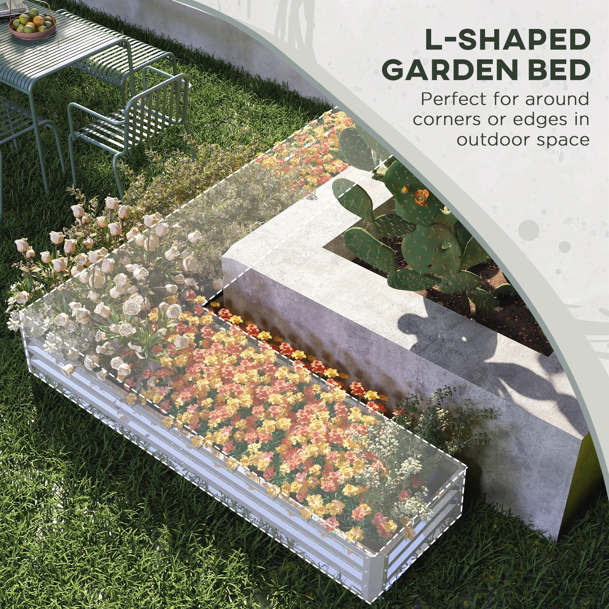 Galvanized Steel Raised Garden Bed, 82" x 109" x 12", Silver - Image 4