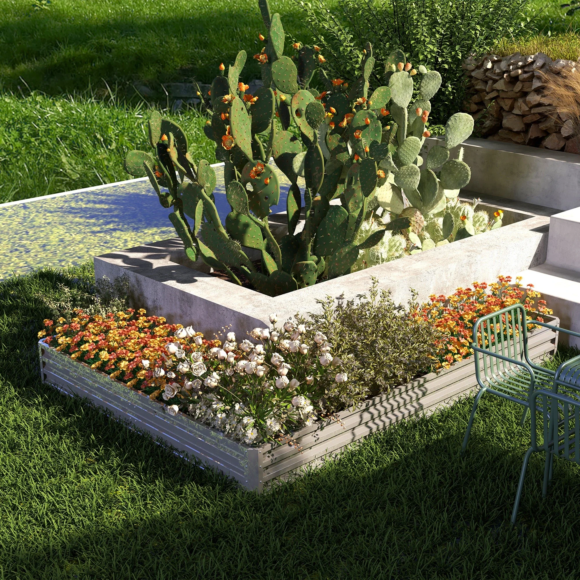 Galvanized Steel Raised Garden Bed, 82" x 109" x 12", Silver - Image 8