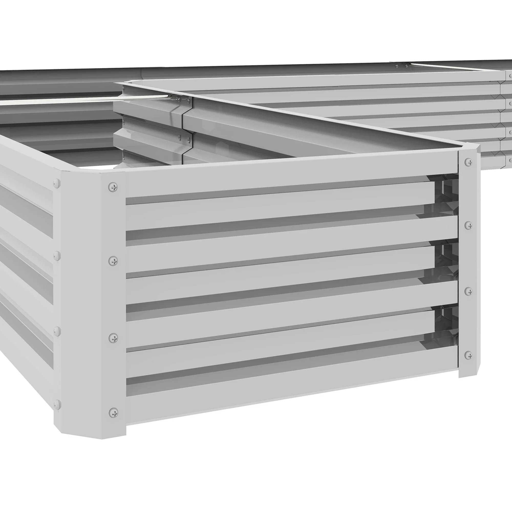 Galvanized Steel Raised Garden Bed, 82" x 109" x 12", Silver - Image 9
