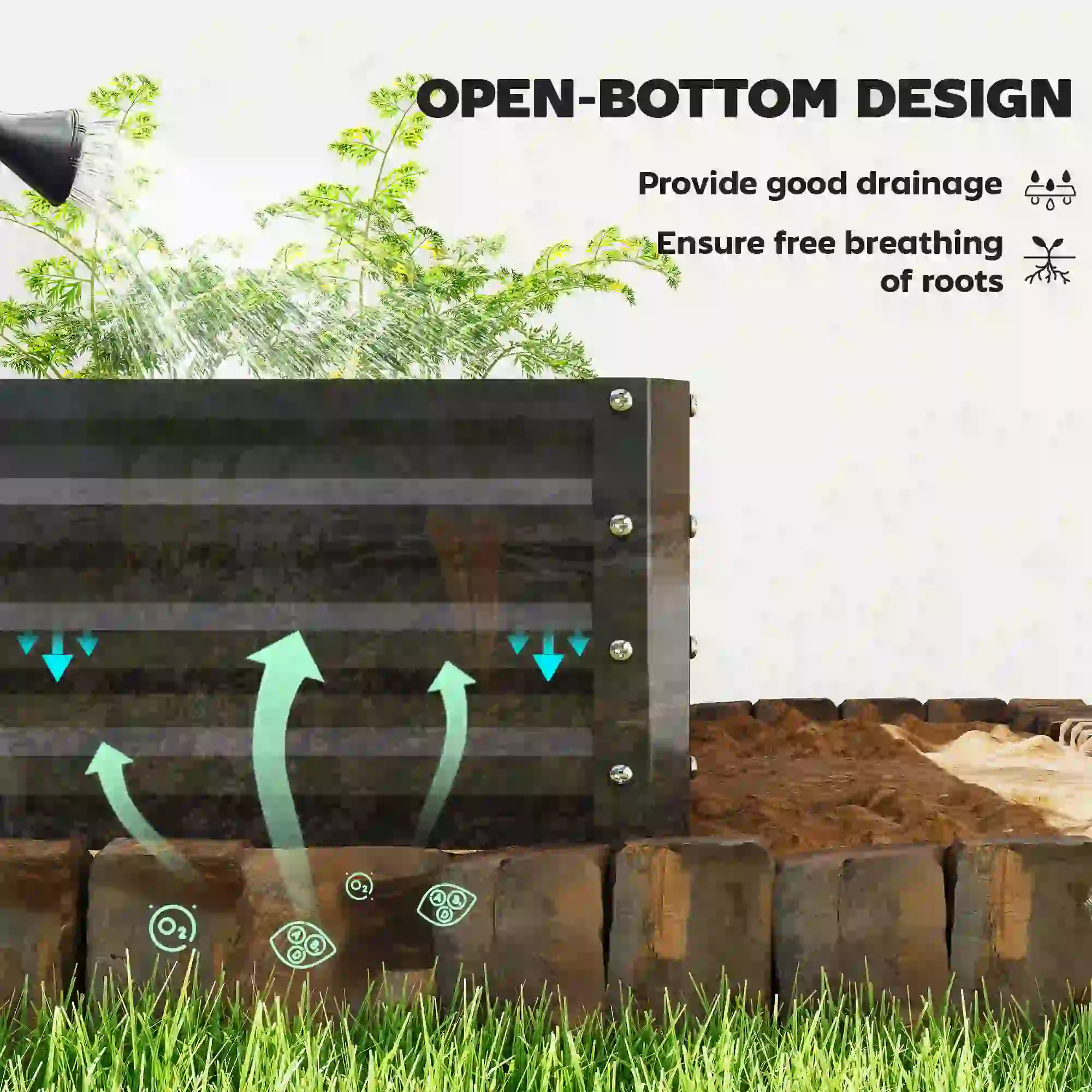 Galvanized Steel Raised Garden Bed, Black - Image 6