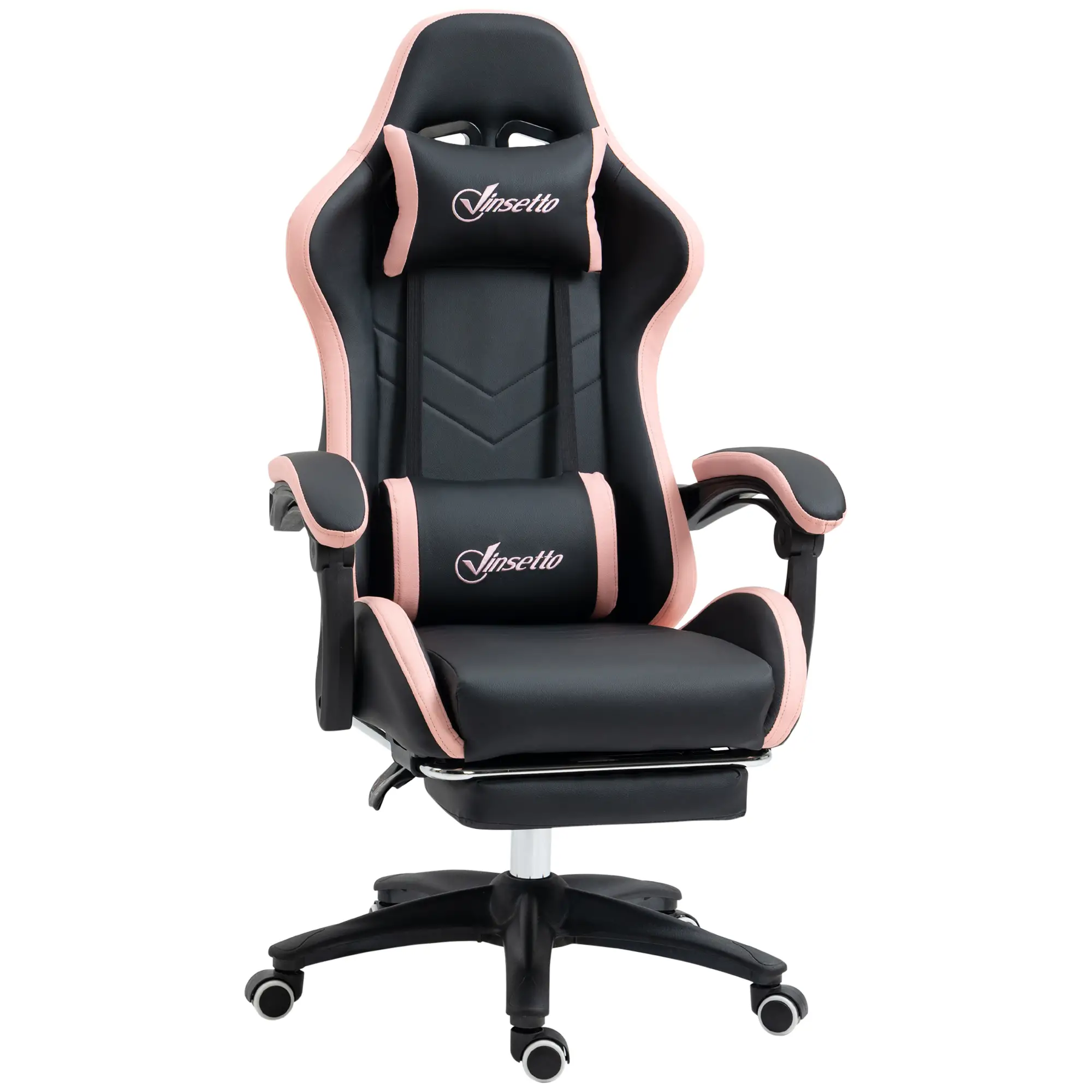 Gaming Chair, PU Leather Office Desk Chair with Footrest, Swivel Wheels, 135° Reclining Back, Black - Image 11