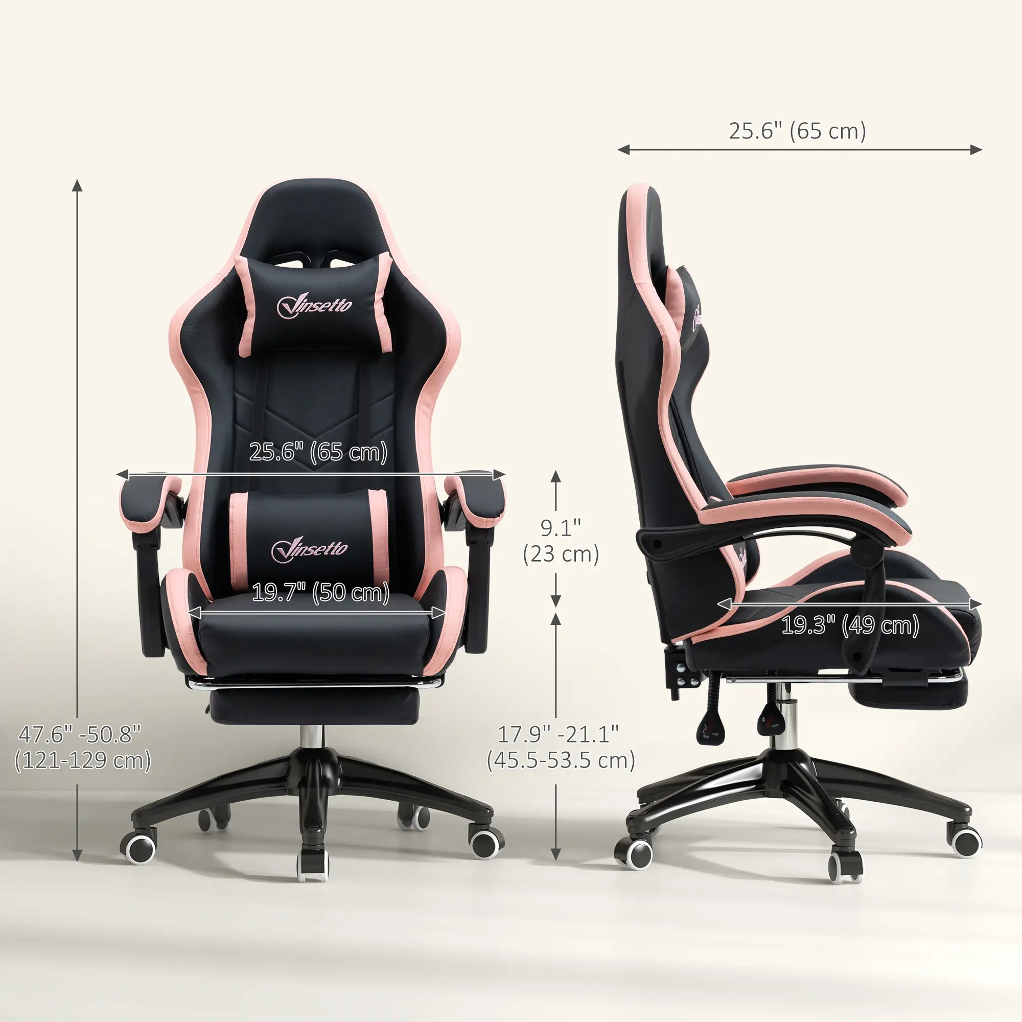 Gaming Chair, PU Leather Office Desk Chair with Footrest, Swivel Wheels, 135° Reclining Back, Black - Image 3