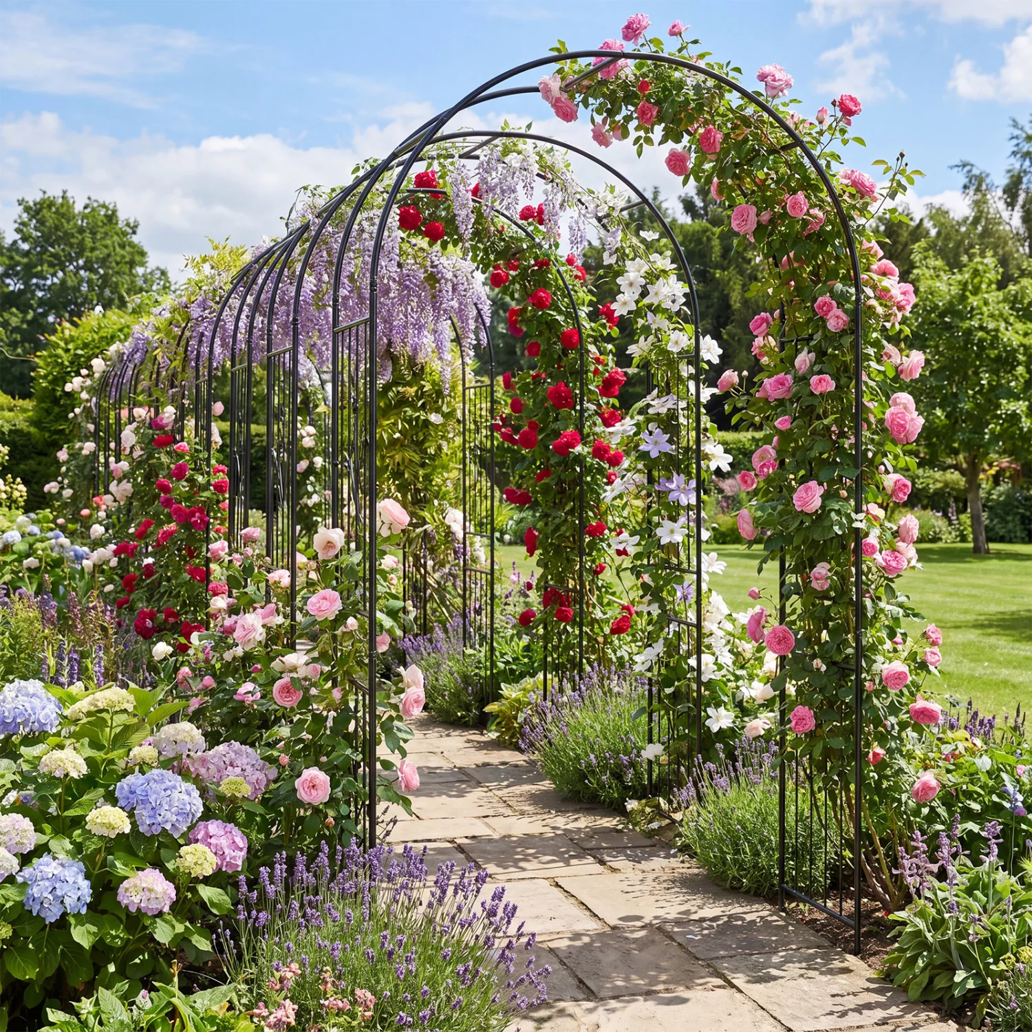 Garden Arch 87" Tall Heavy Duty Metal Arbor Trellis - Image 2