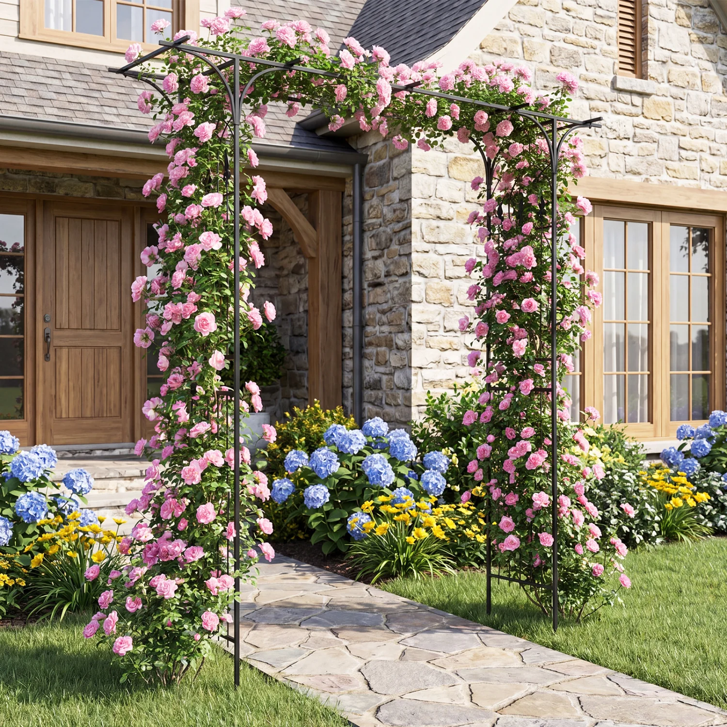 Garden Arch Arbor 7 FT, Flat Top for Climbing Plants - Image 6