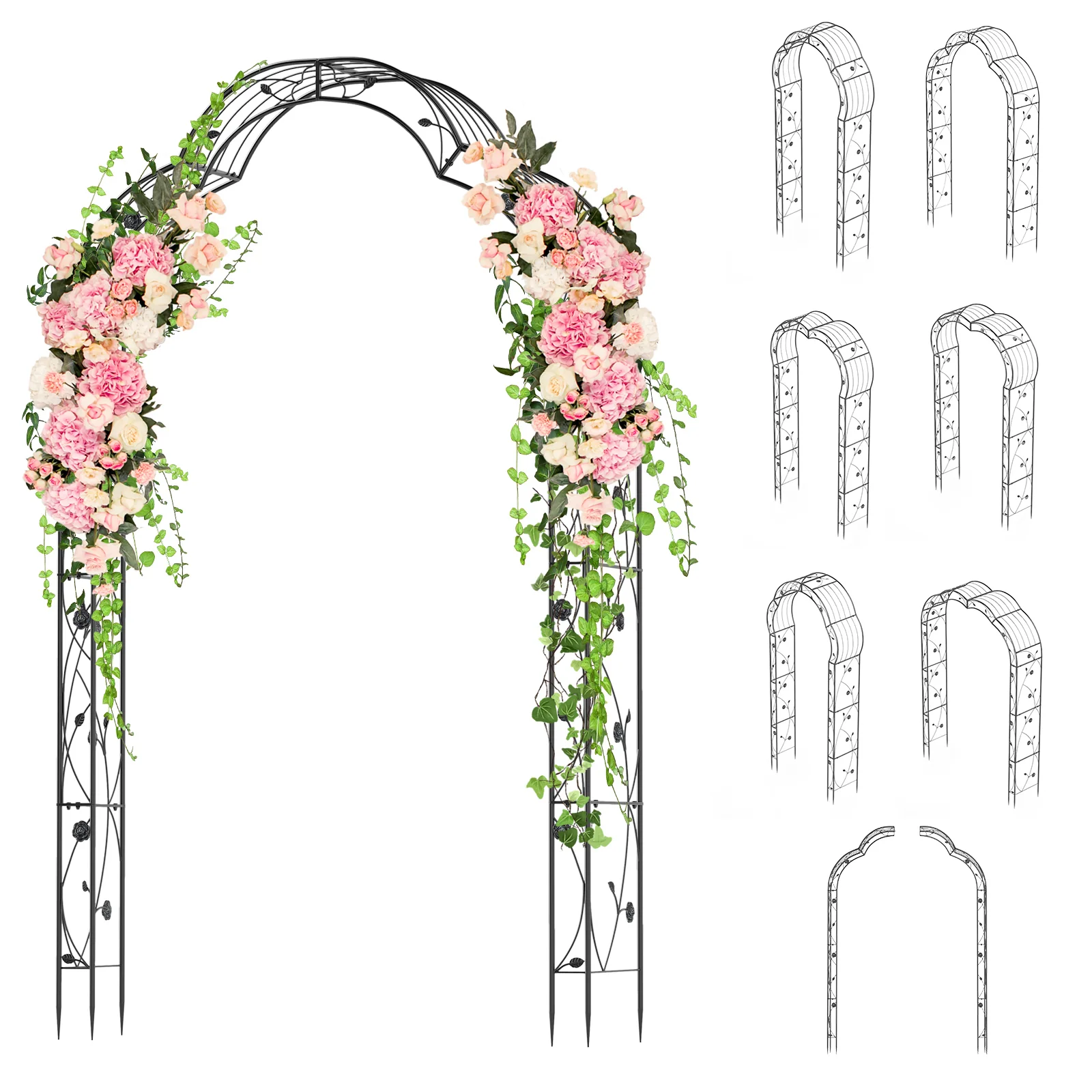 Garden Arch Arbor Trellis For Climbing Plants, Black