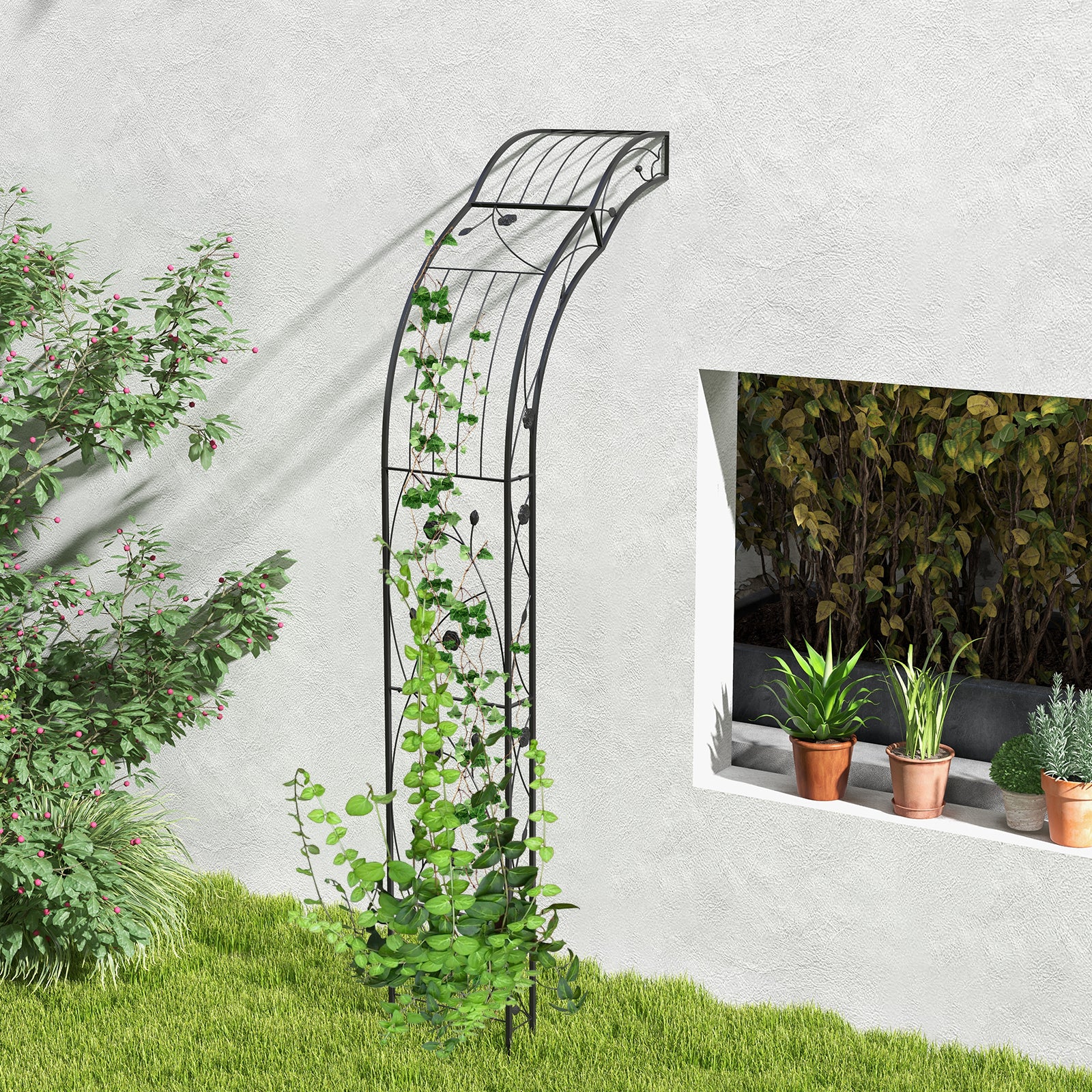 Garden Arch Arbor Trellis For Climbing Plants, Black - Image 2