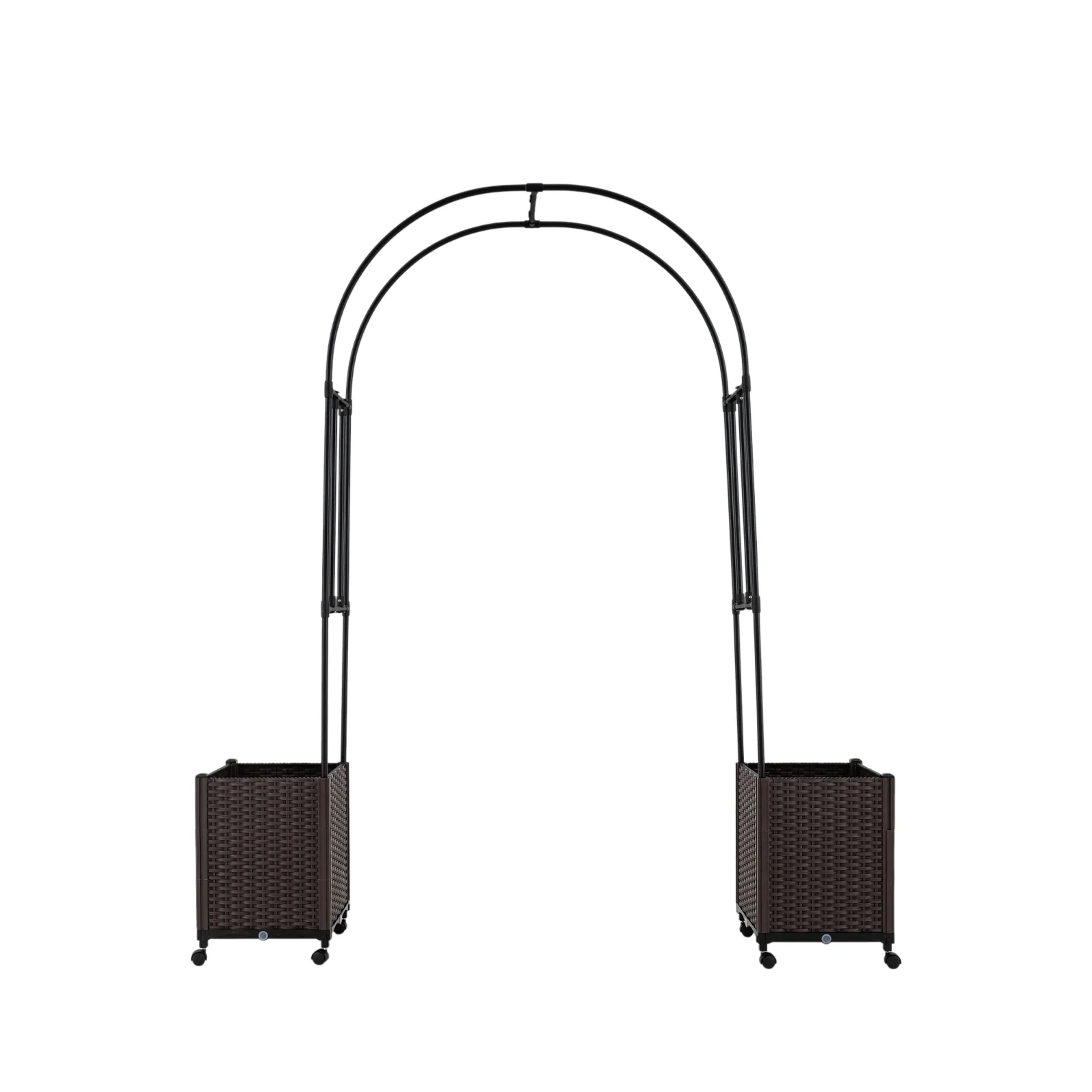 Garden Arch Trellis With 2 Self-Watering Planter Boxes, Black - Image 7