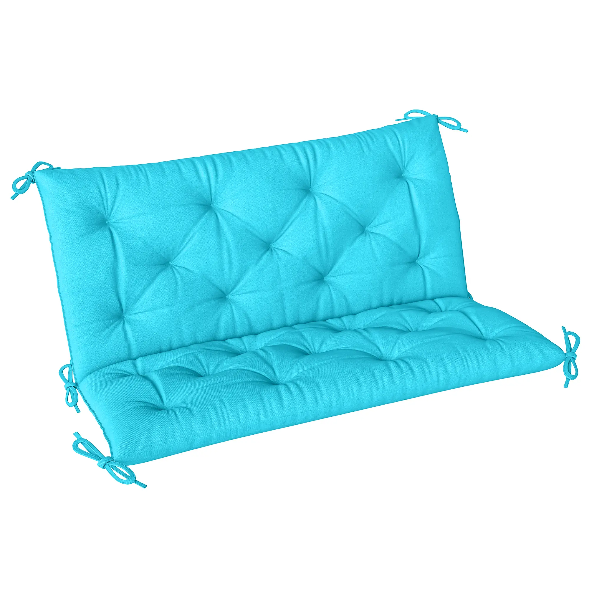 Garden Bench Cushion with Backrest, 2 Seater Thick Pad, Turquoise