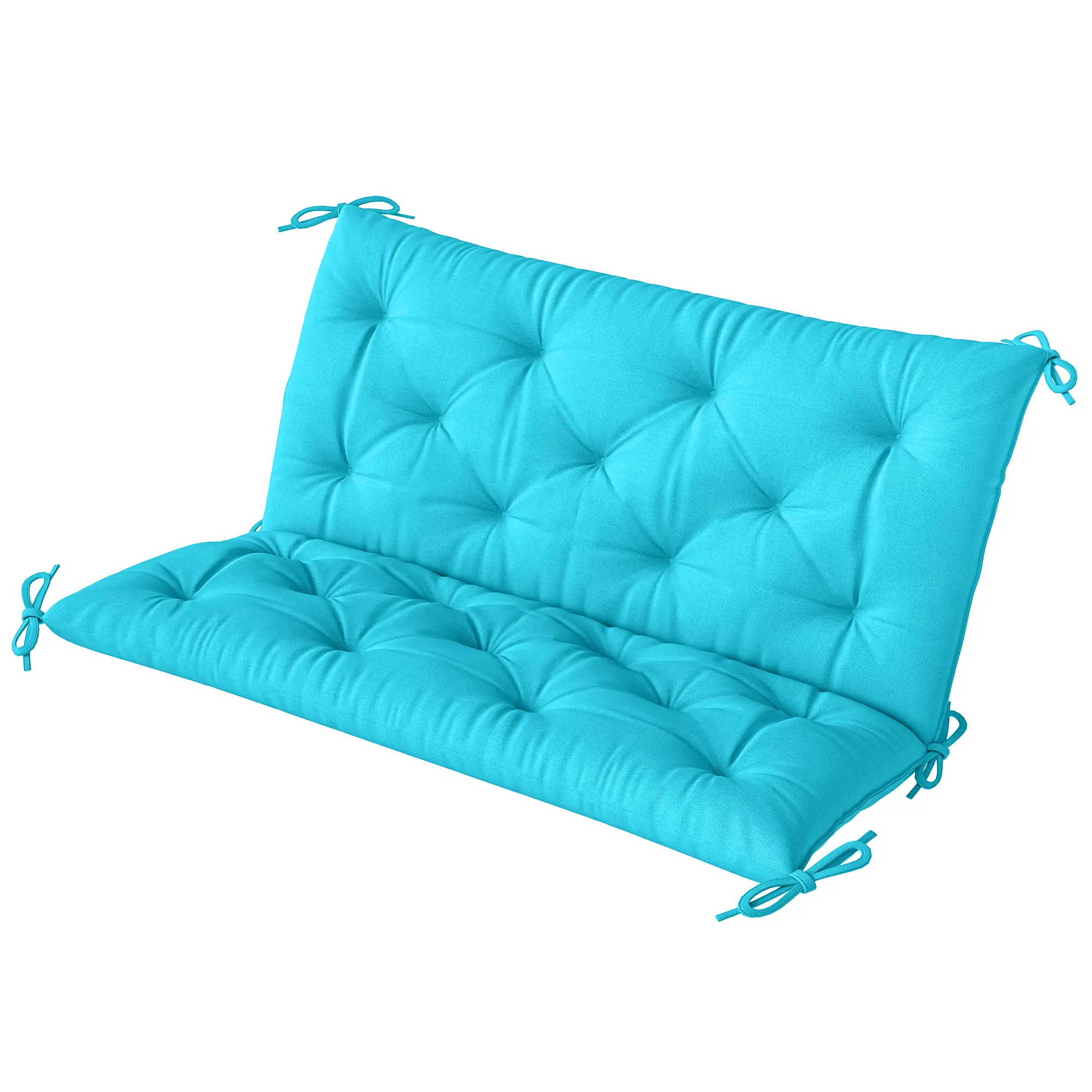 Garden Bench Cushion with Backrest, 2 Seater Thick Pad, Turquoise - Image 11