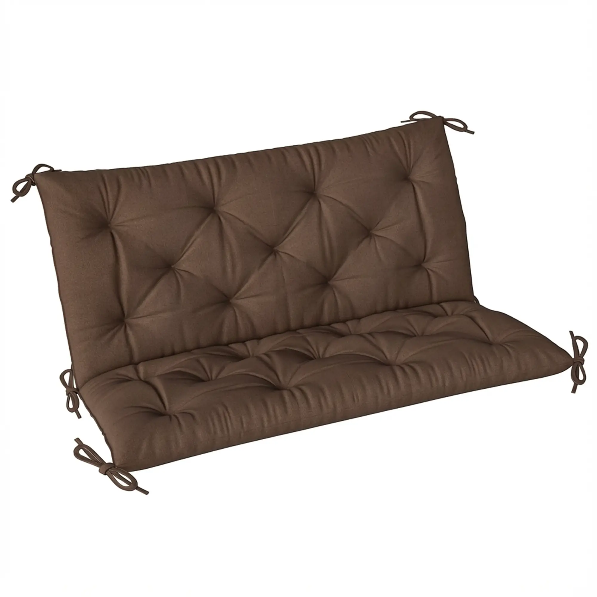 Garden Bench Cushion With Backrest, Non-Slip 2 Seater, Coffee