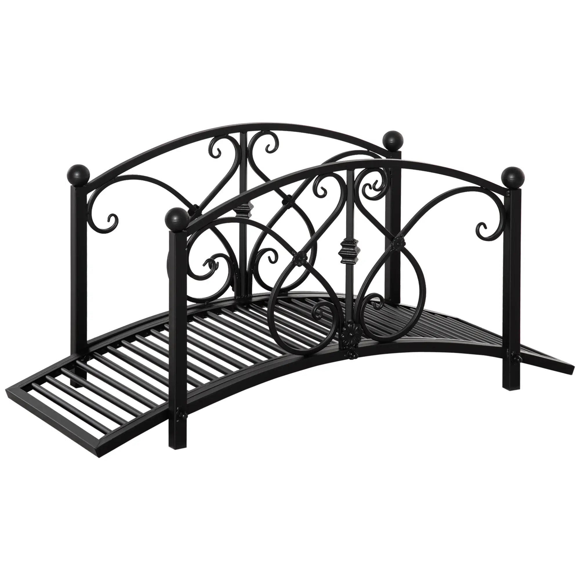 Garden Bridge 3.3FT, Decorative Backyard Pond Bridge, Black