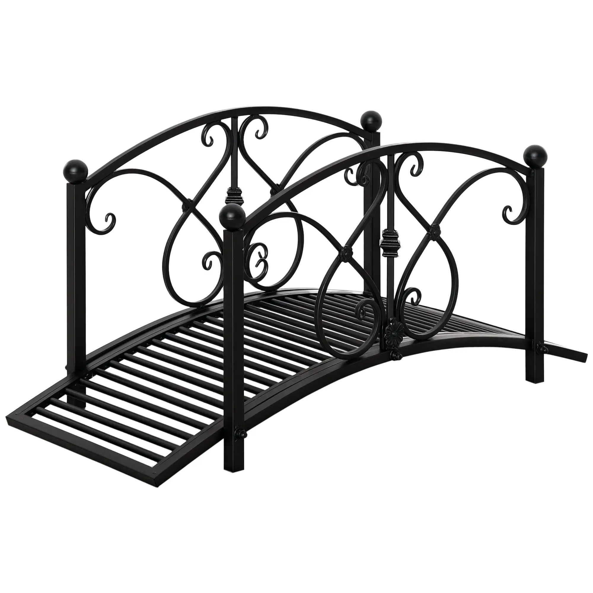 Garden Bridge 3.3FT, Decorative Backyard Pond Bridge, Black - Image 11