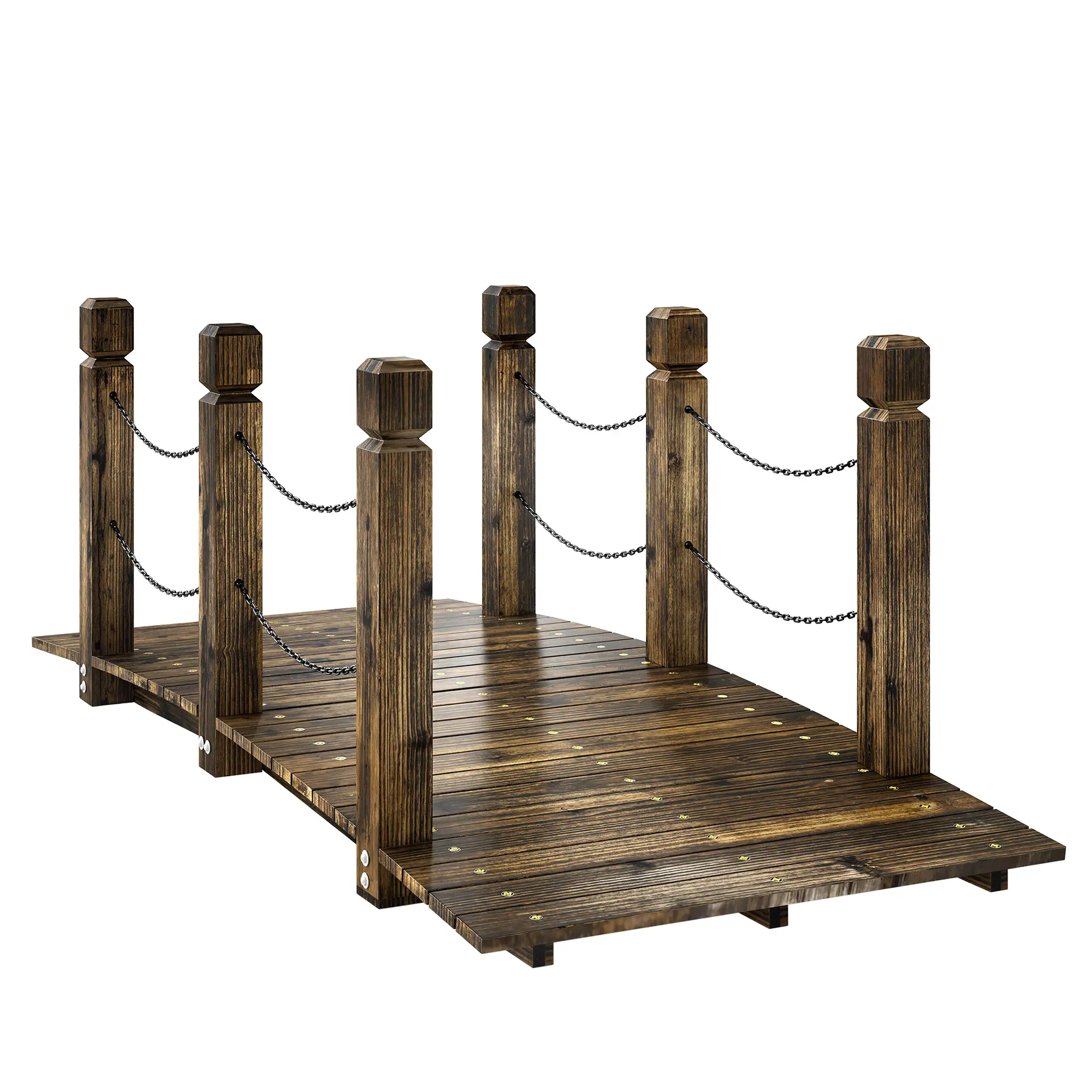 Garden Bridge, Carbonized Wood, Chain Handrails, 5ft - Image 11