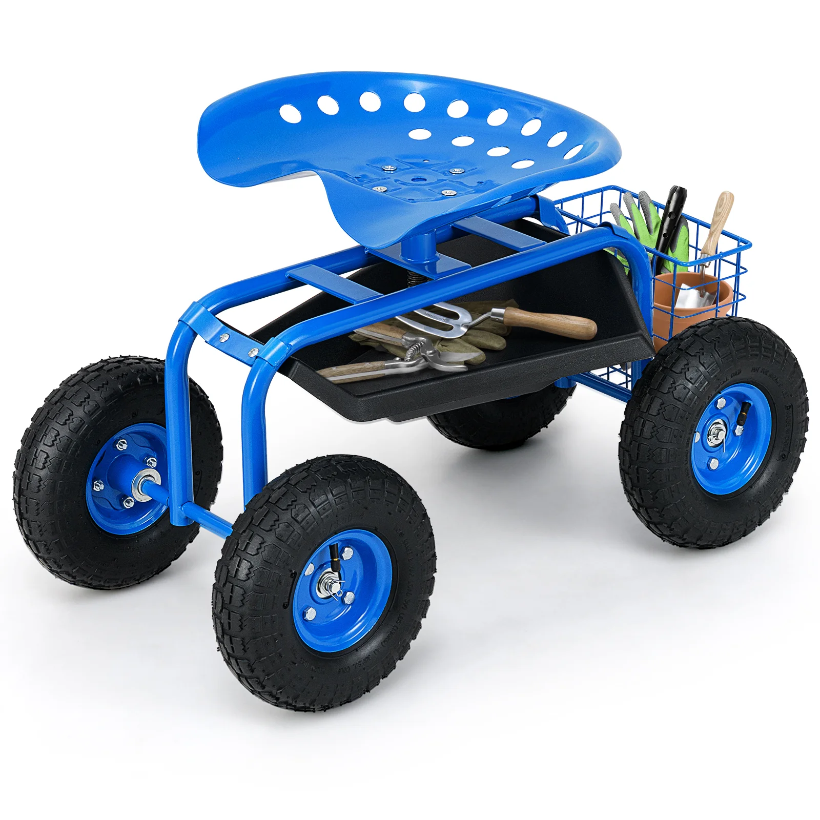 Garden Cart With Heavy Duty Tool Tray, Blue - Image 5