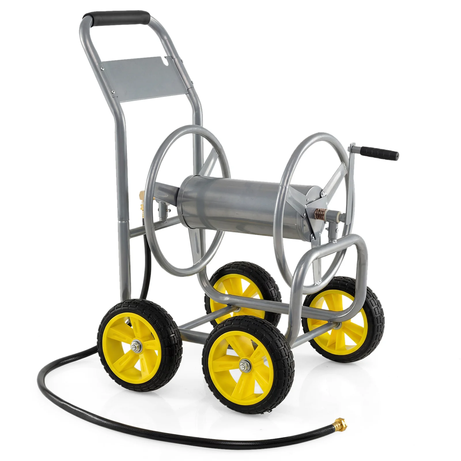 Garden Hose Reel Cart, 330ft 3/4 Inch or 5/8 Inch, Silver