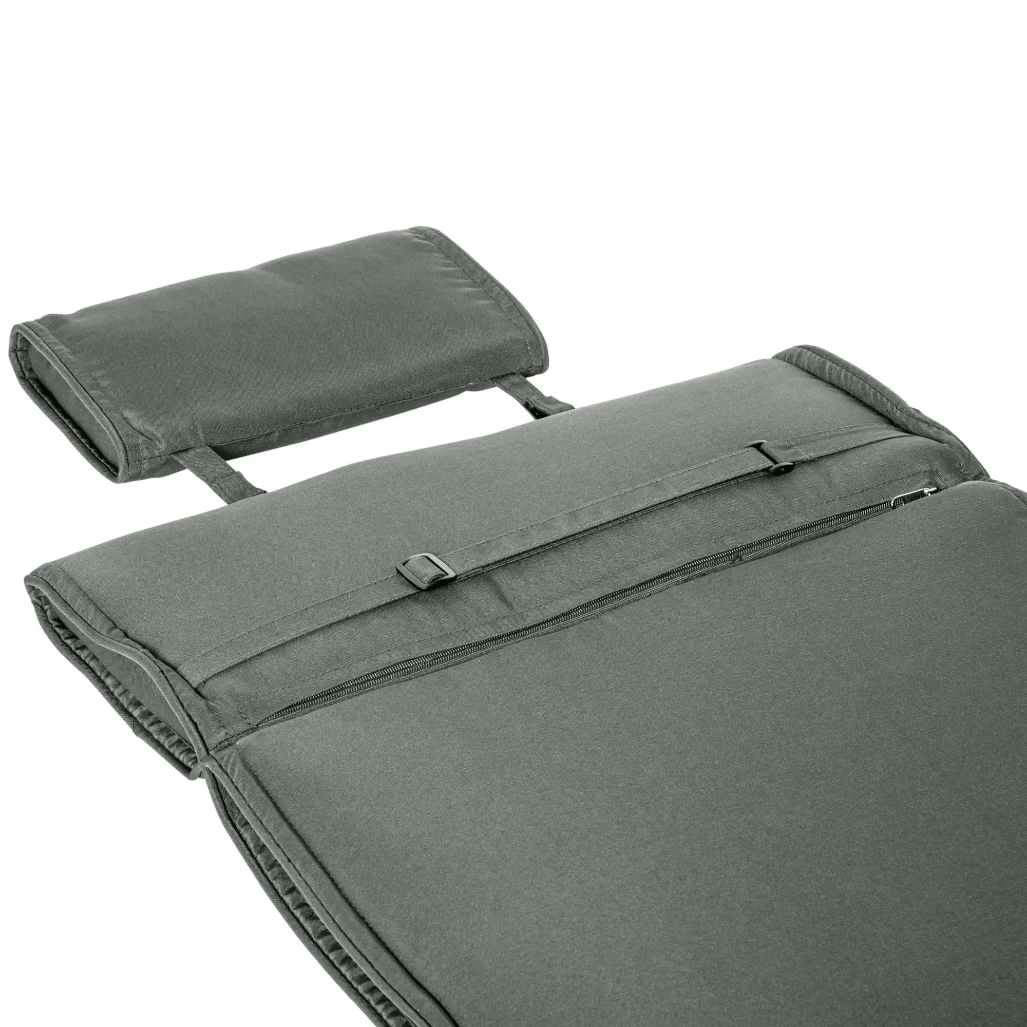 Garden Lounger Chair Cushion, Deep Seat Patio, Thick Padded, Headrest, Removable Cover, Grey - Image 9