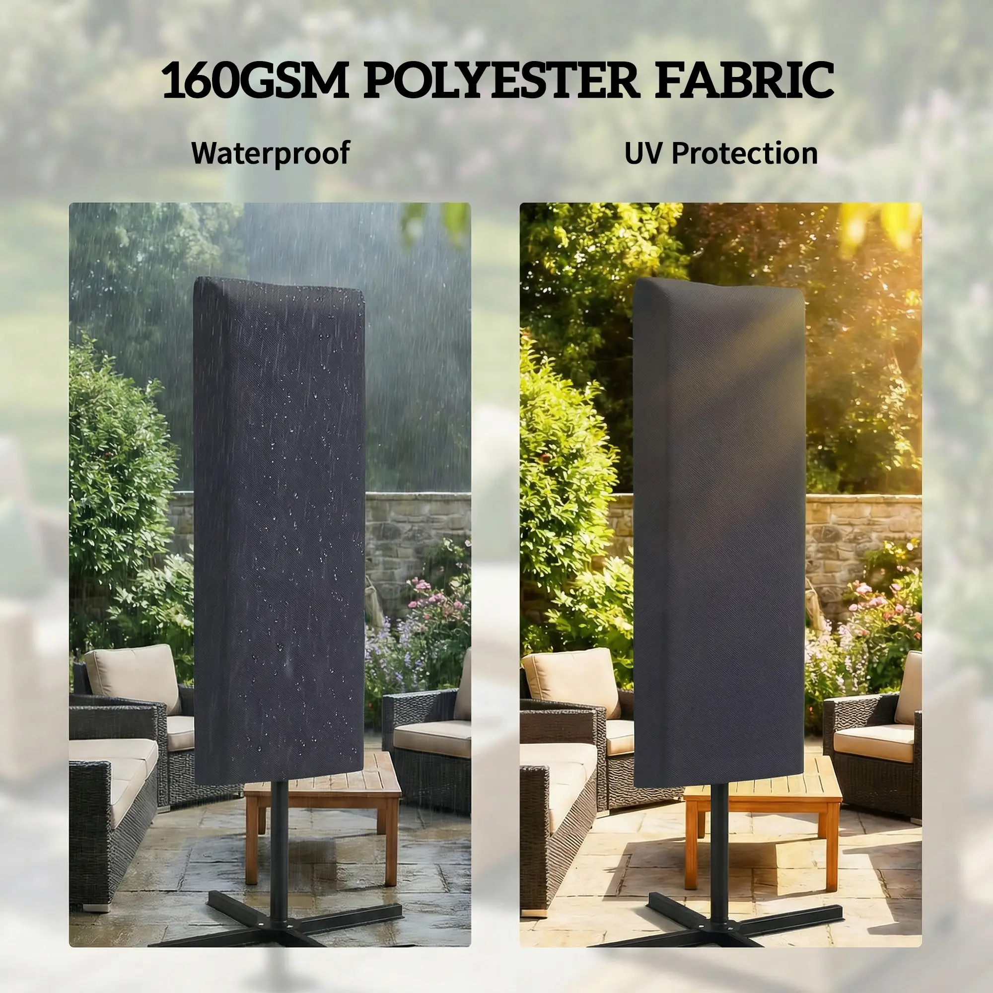 Garden Parasol Cover, Outdoor Cantilever Umbrella Cover, Dark Grey - Image 5