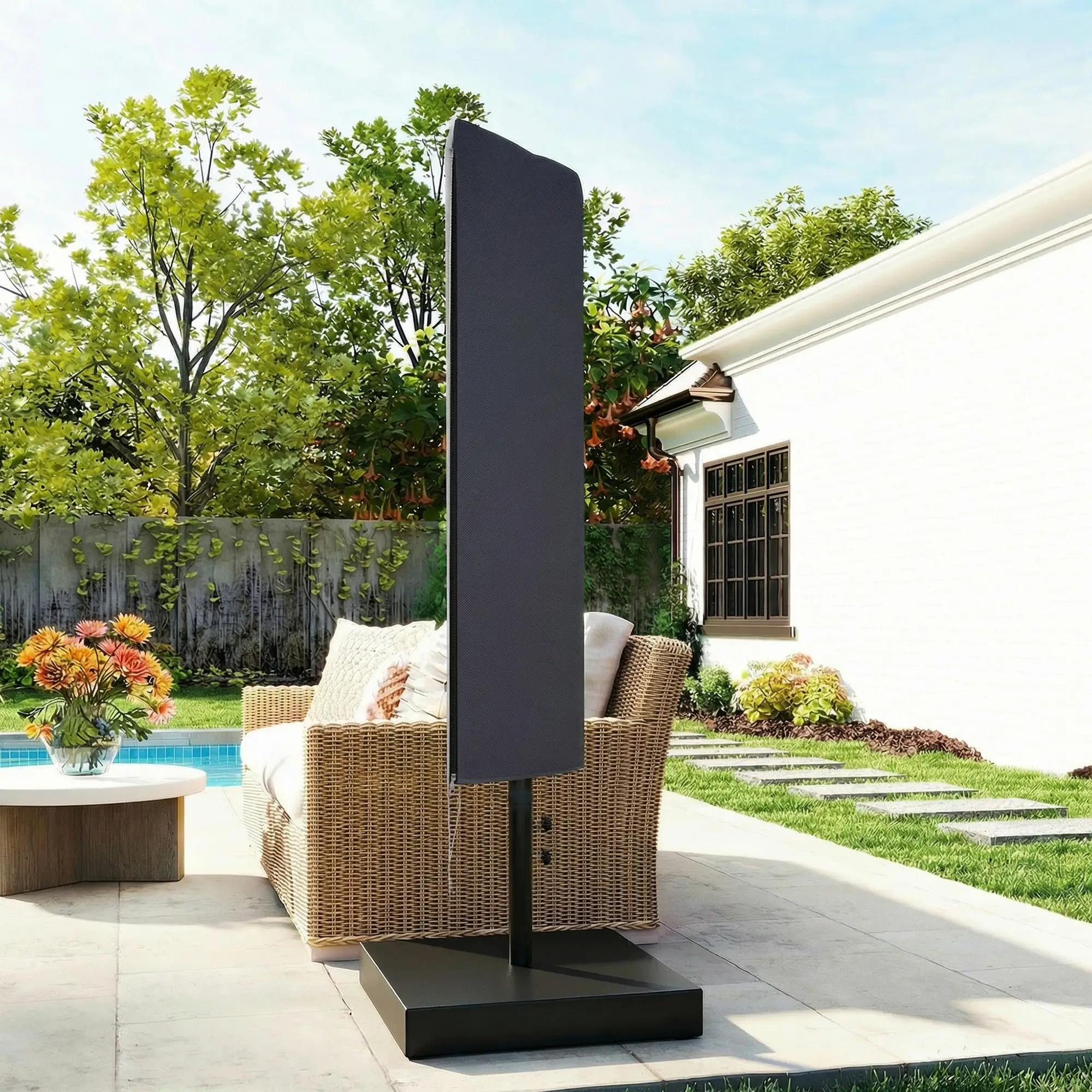Garden Parasol Cover, Outdoor Cantilever Umbrella Cover, Dark Grey - Image 7