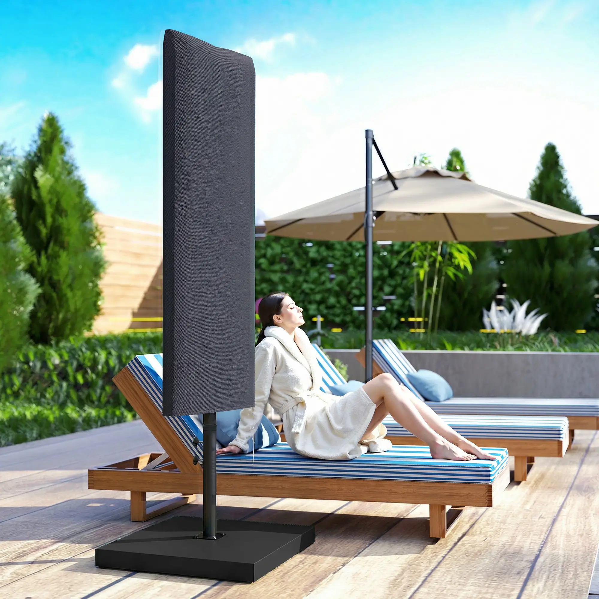 Garden Parasol Cover, Outdoor Cantilever Umbrella Cover, Dark Grey - Image 8