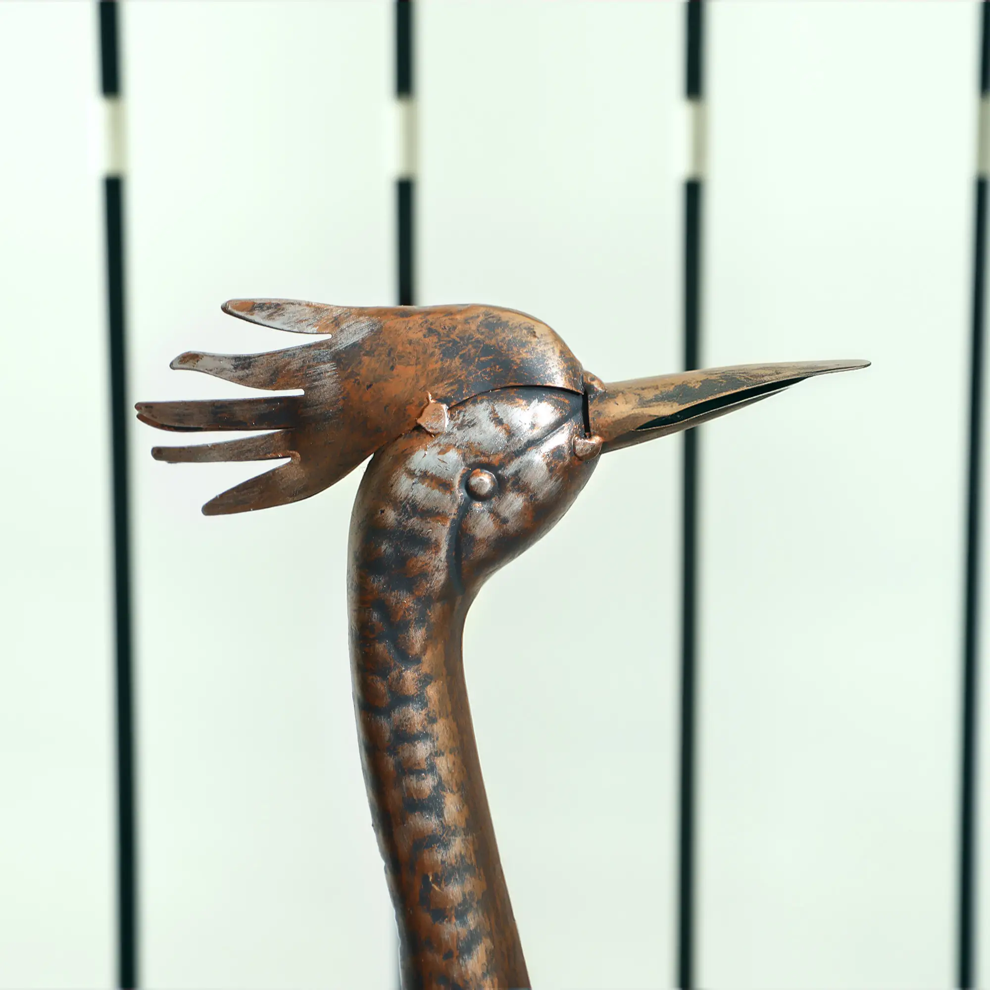 Garden Statue, Heron Standing Sculpture, 12.2"W x 7.1"D x 28"H, Silver Tone - Image 10