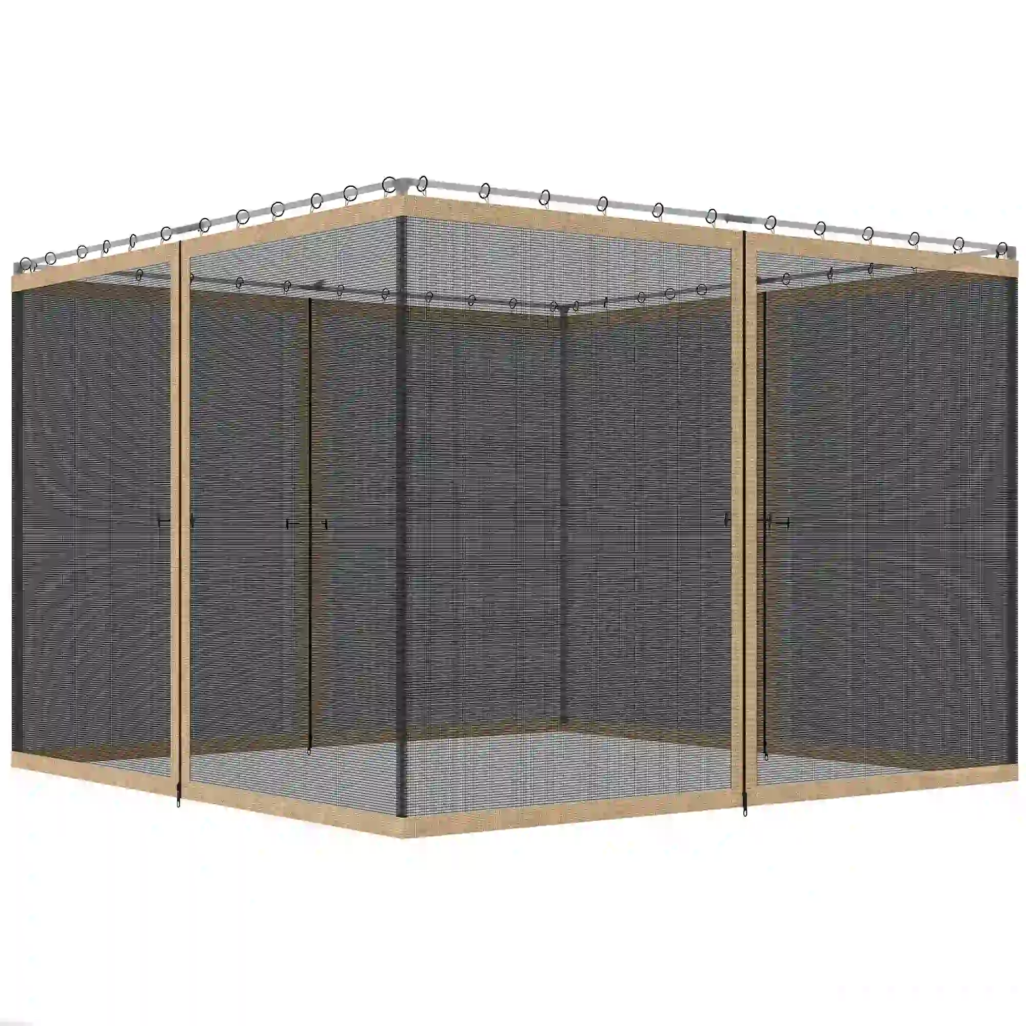 Gazebo Mosquito Netting, 12' x 12', Zipper Screen Walls, Black, Khaki