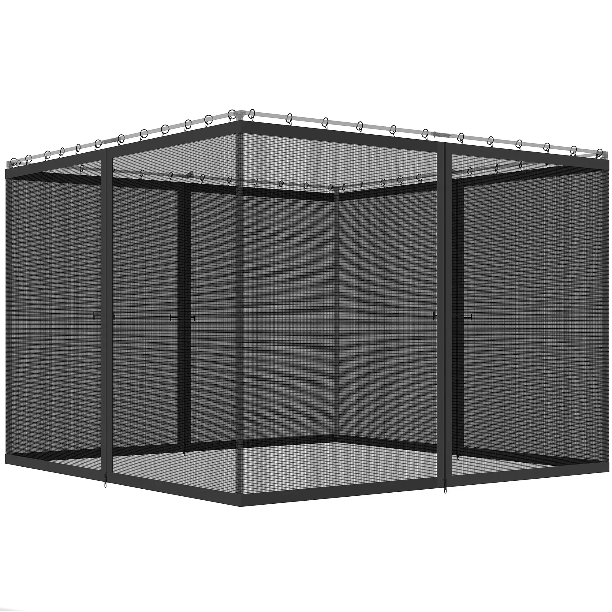 Gazebo Mosquito Netting, 12' x 12', Screen Walls With Zippers, Black