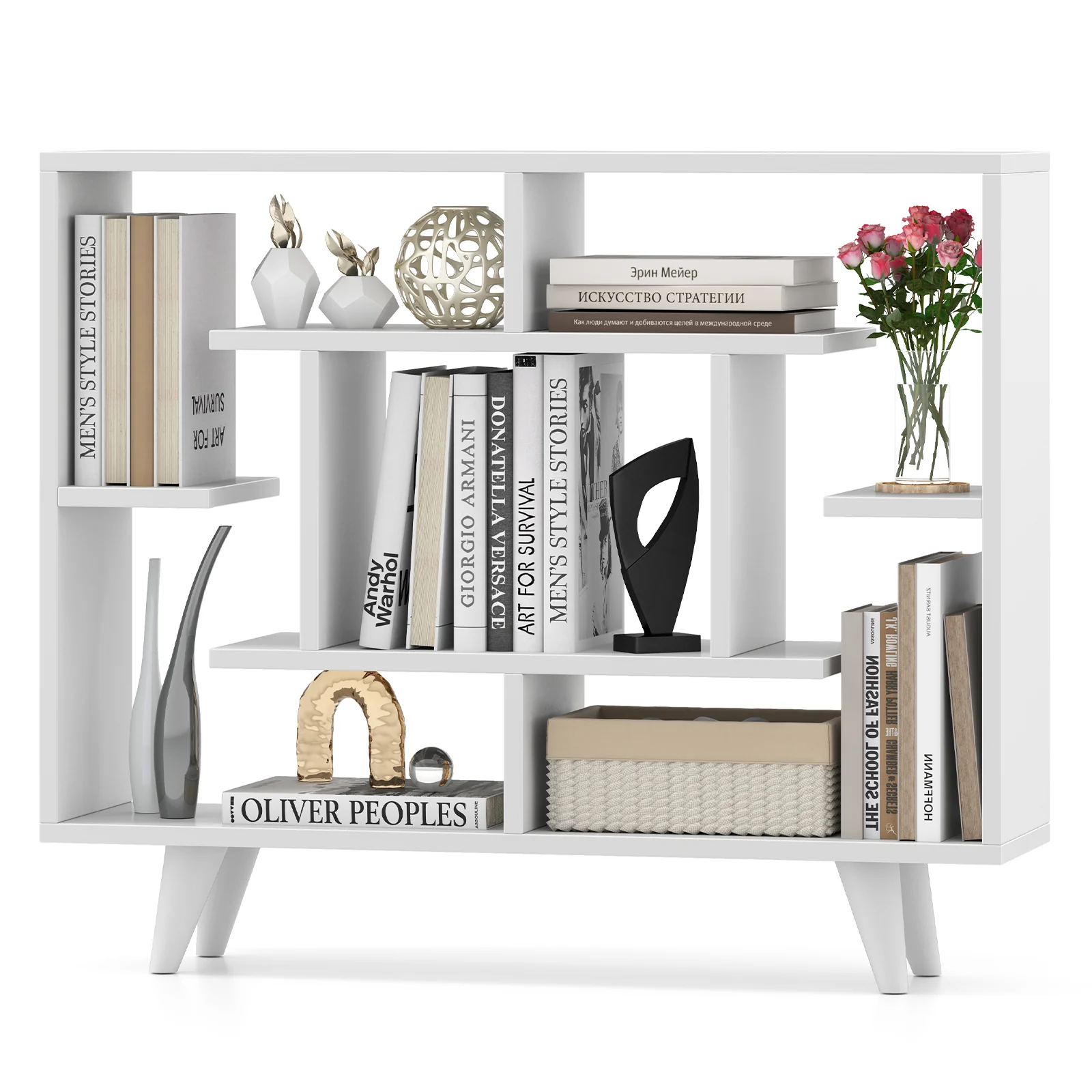 Geometric Bookcase, With Anti-Tipping Kit, White