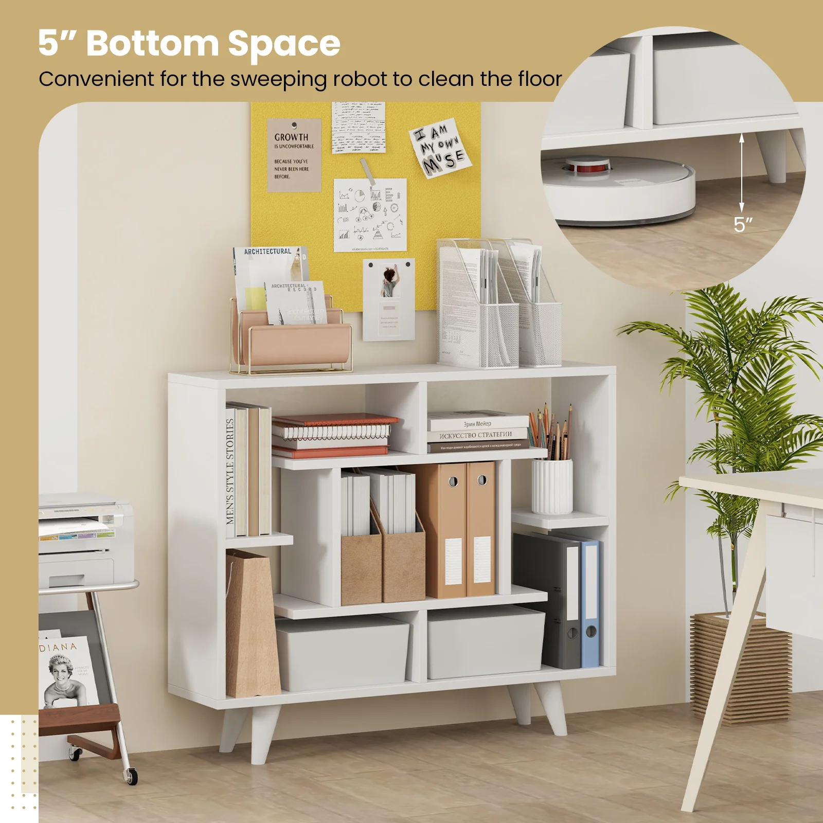 Geometric Bookcase, With Anti-Tipping Kit, White - Image 9