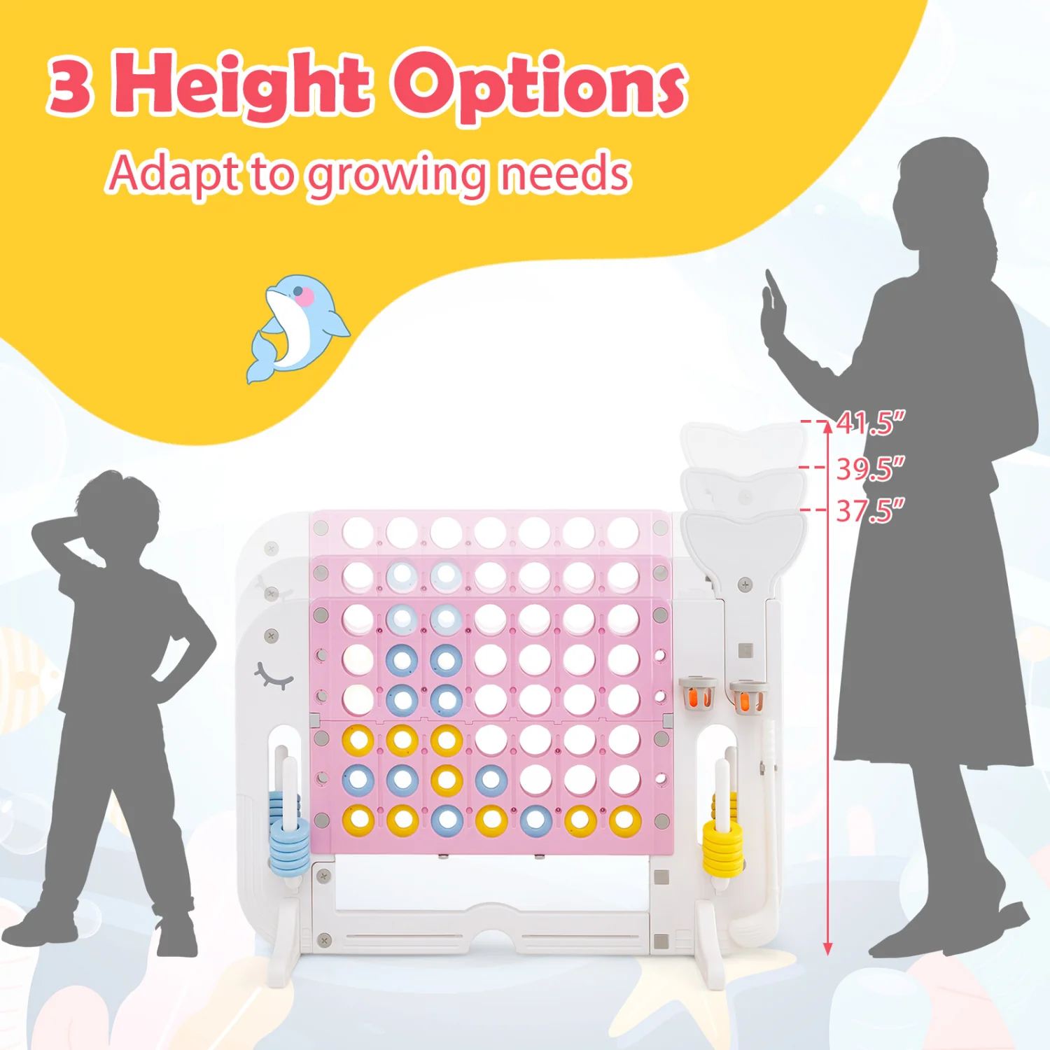 Giant 4-To-Score Game Set, Jumbo Connect Four With Ring-Toss, Pink - Image 7