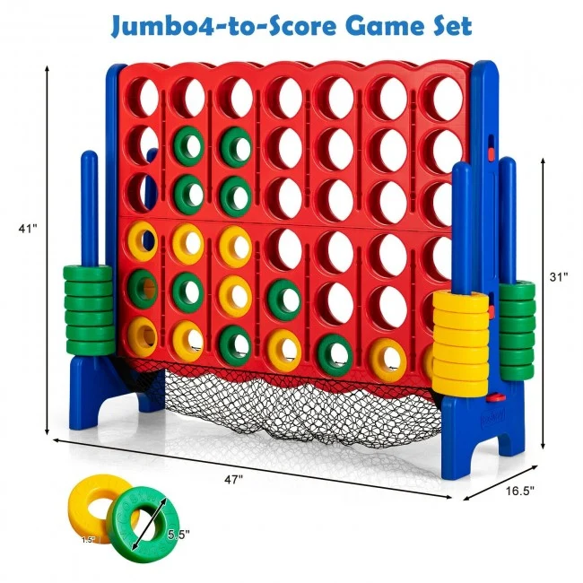 Giant 4-To-Score Game Set With Net Storage, Blue - Image 6